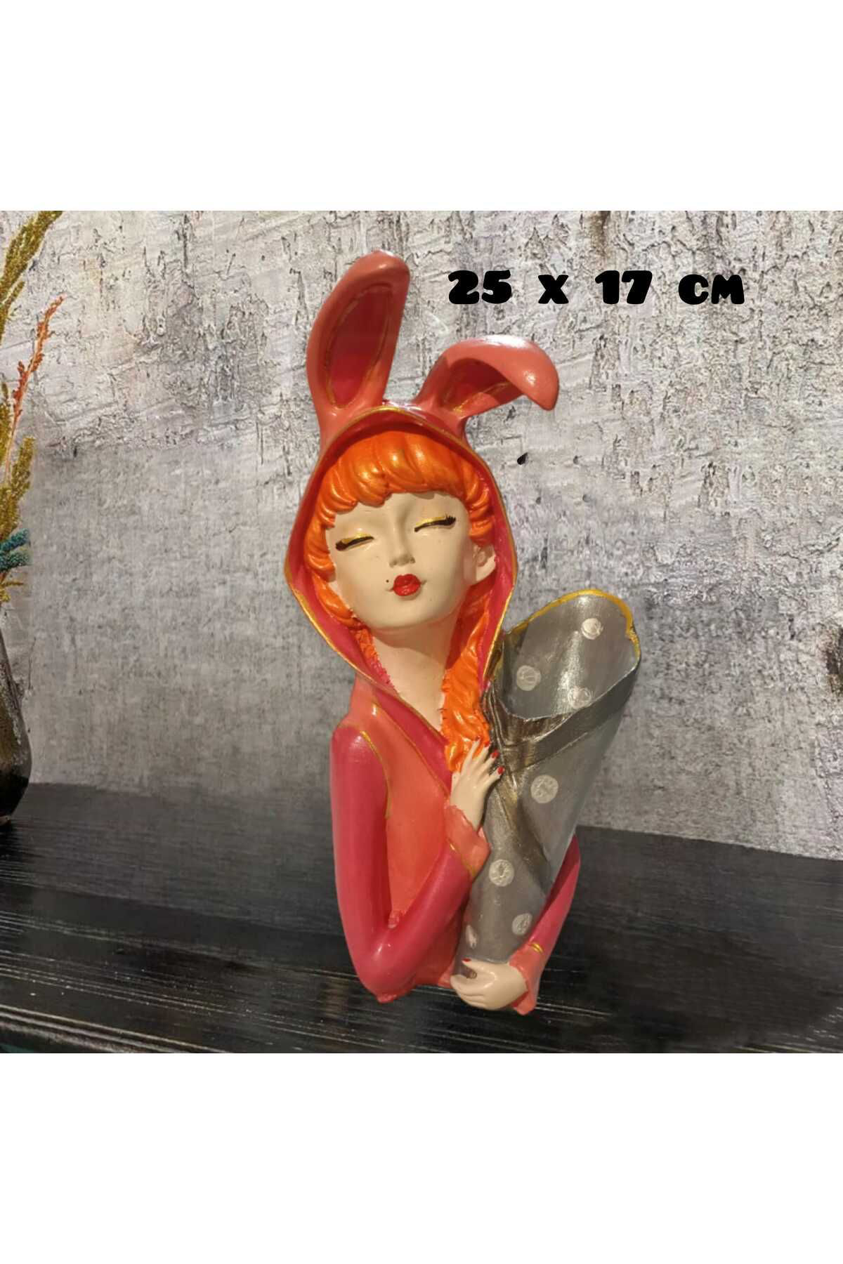 Dodemert Home Tavşan Kulaklikli Kiz Polyester Biblo & Vazo