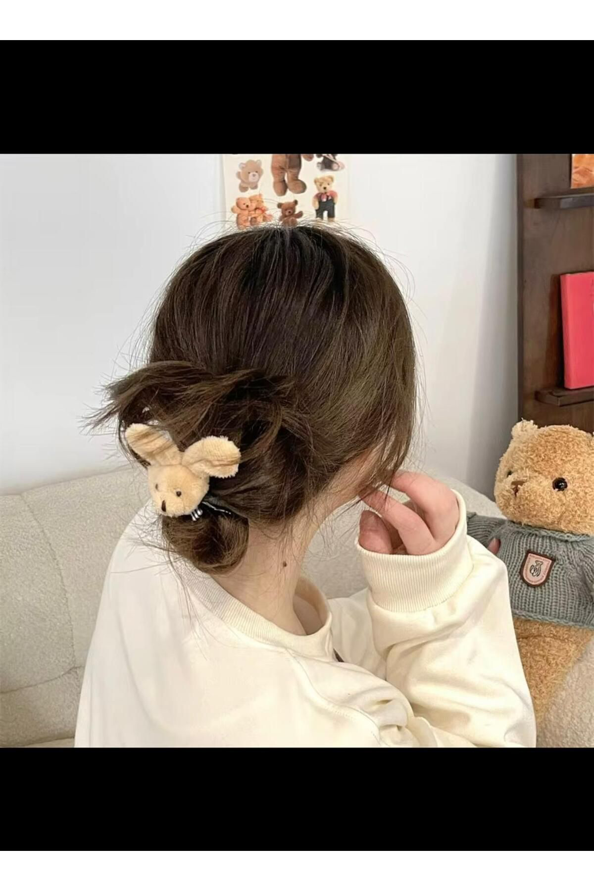 Arescollection Tavşanli Peluş Lastikli Simit  Çocuk Tokasi
