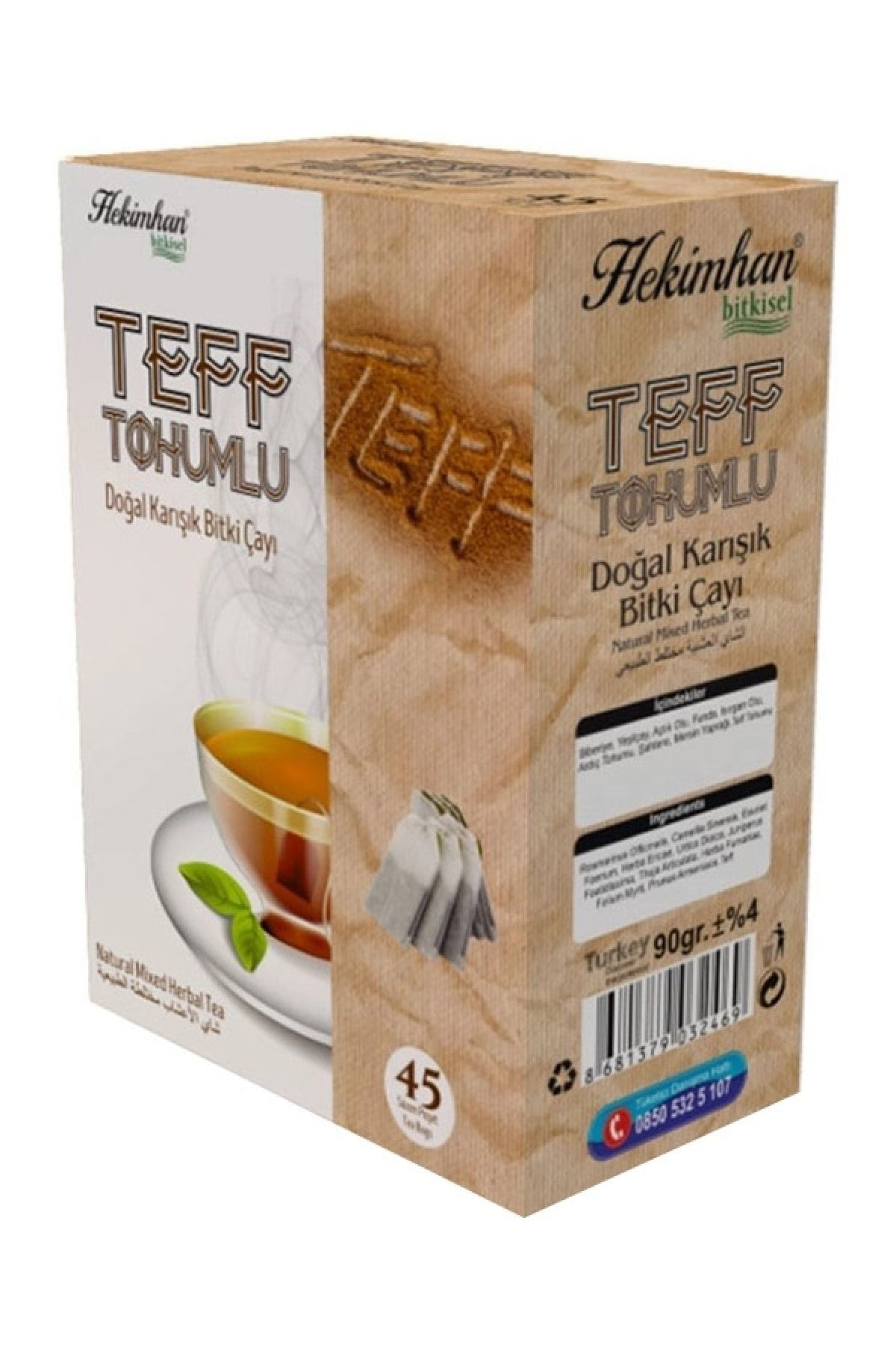 Hekimhan Teff Tohumlu Çay 45'Li Süzen Poşet 2 Adet