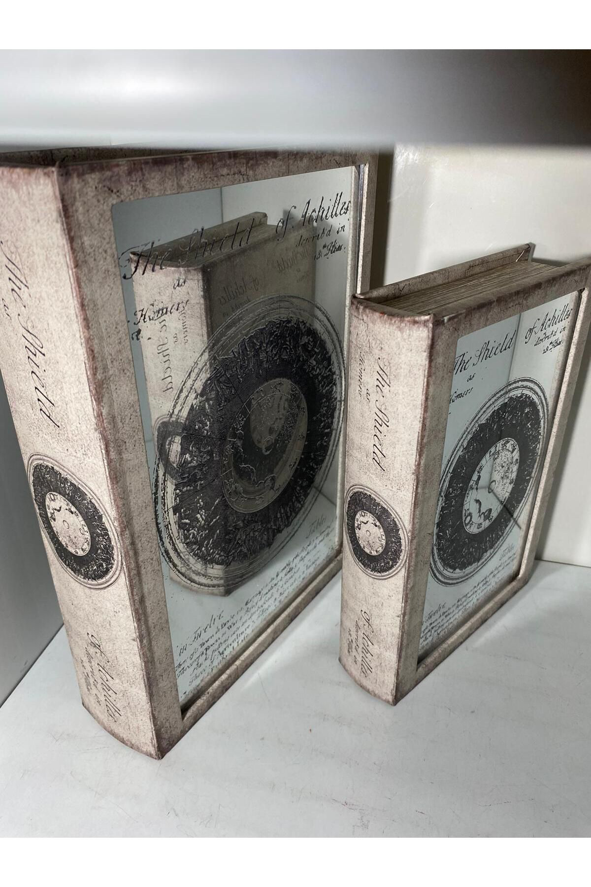 Elif Aksesuar The Fhield Dekoratif Aynali  Ahşap Kitap Kutu 2 Li Set