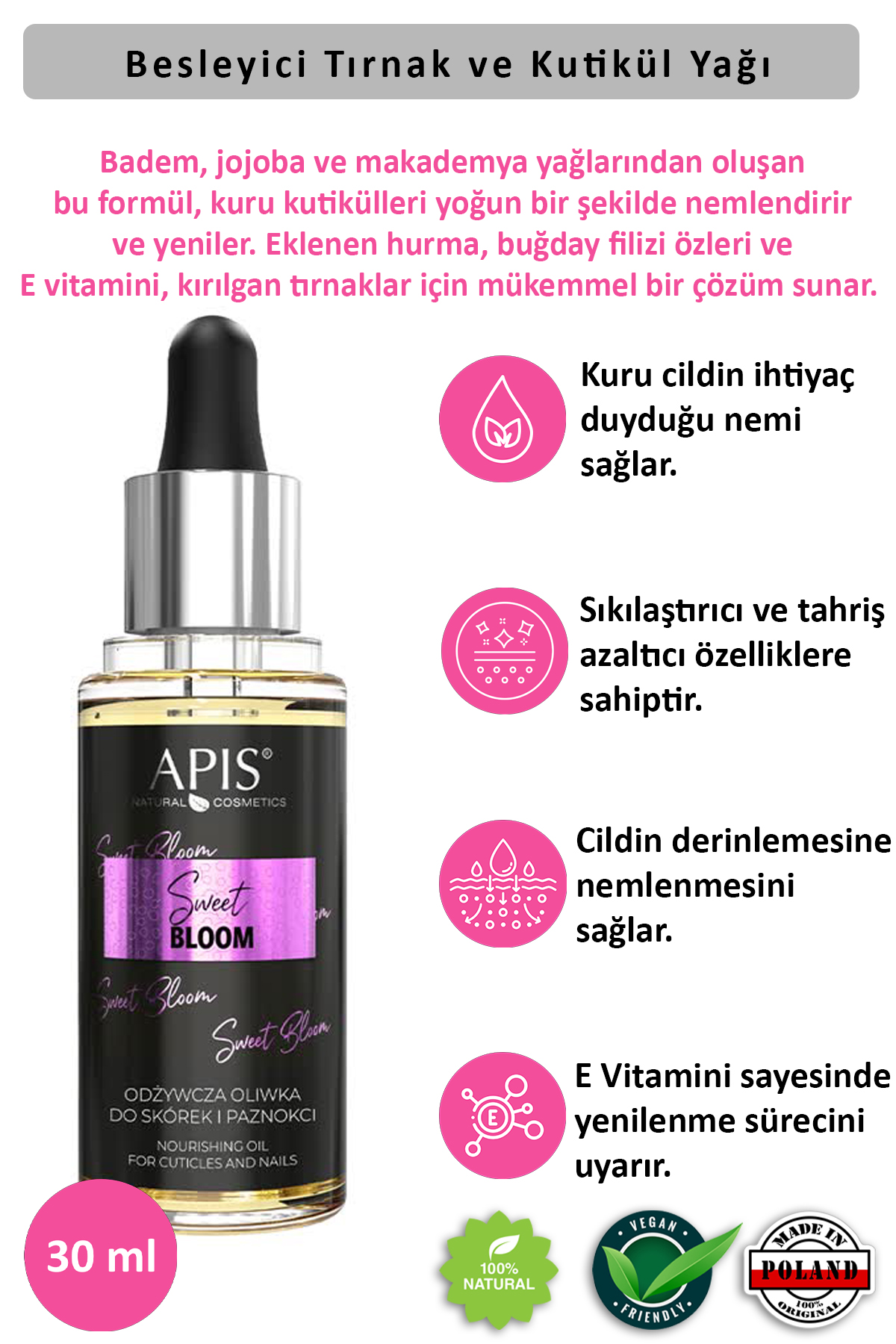 Apis Natural Cosmetics Tirnak Ve Tirnak Eti Yaği Sweet Bloom - 30 Ml