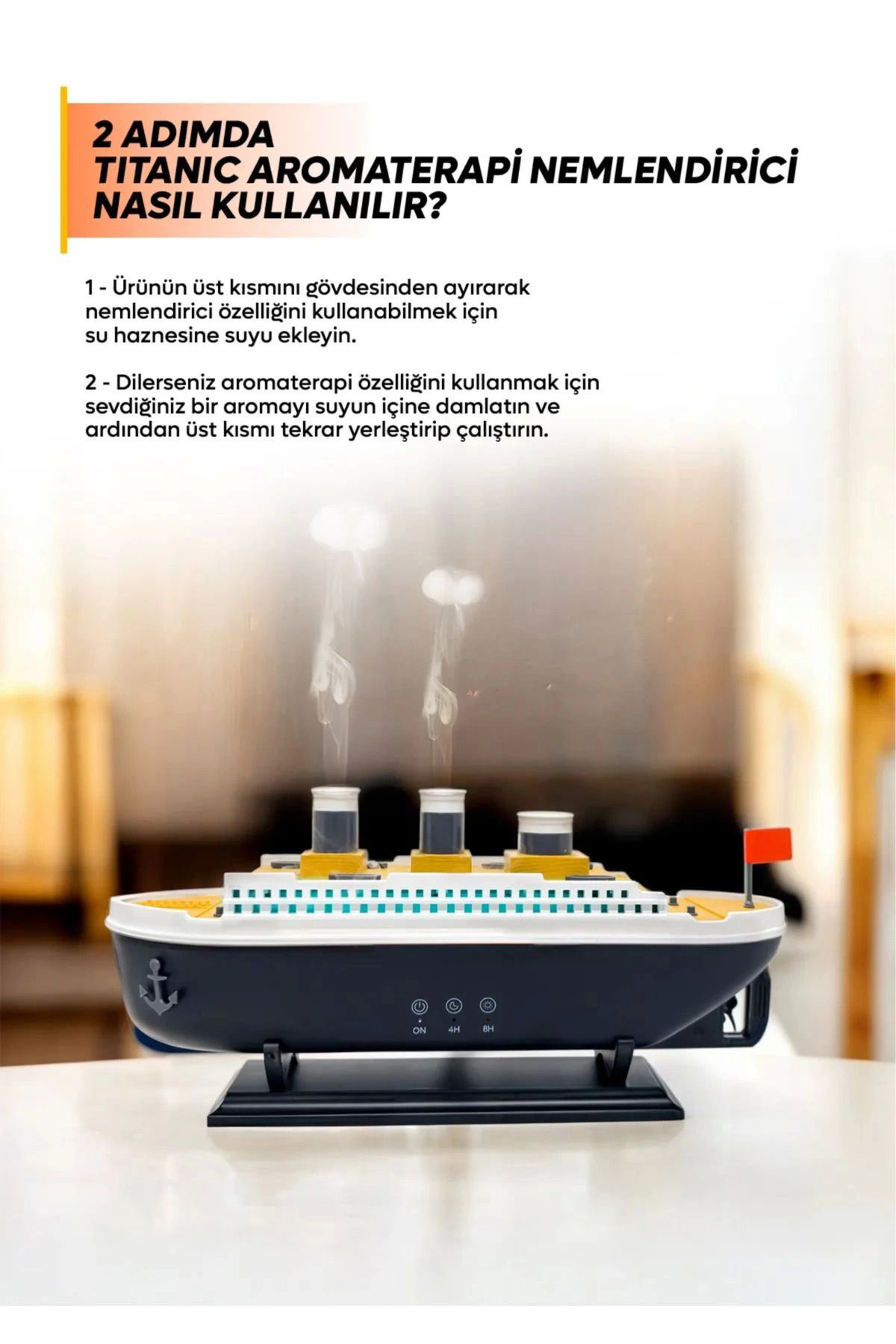Yusuftex Titanic/Vapur/Gemi Aromaterapi Hava Nemlendirici Kuruluğu Önlemek