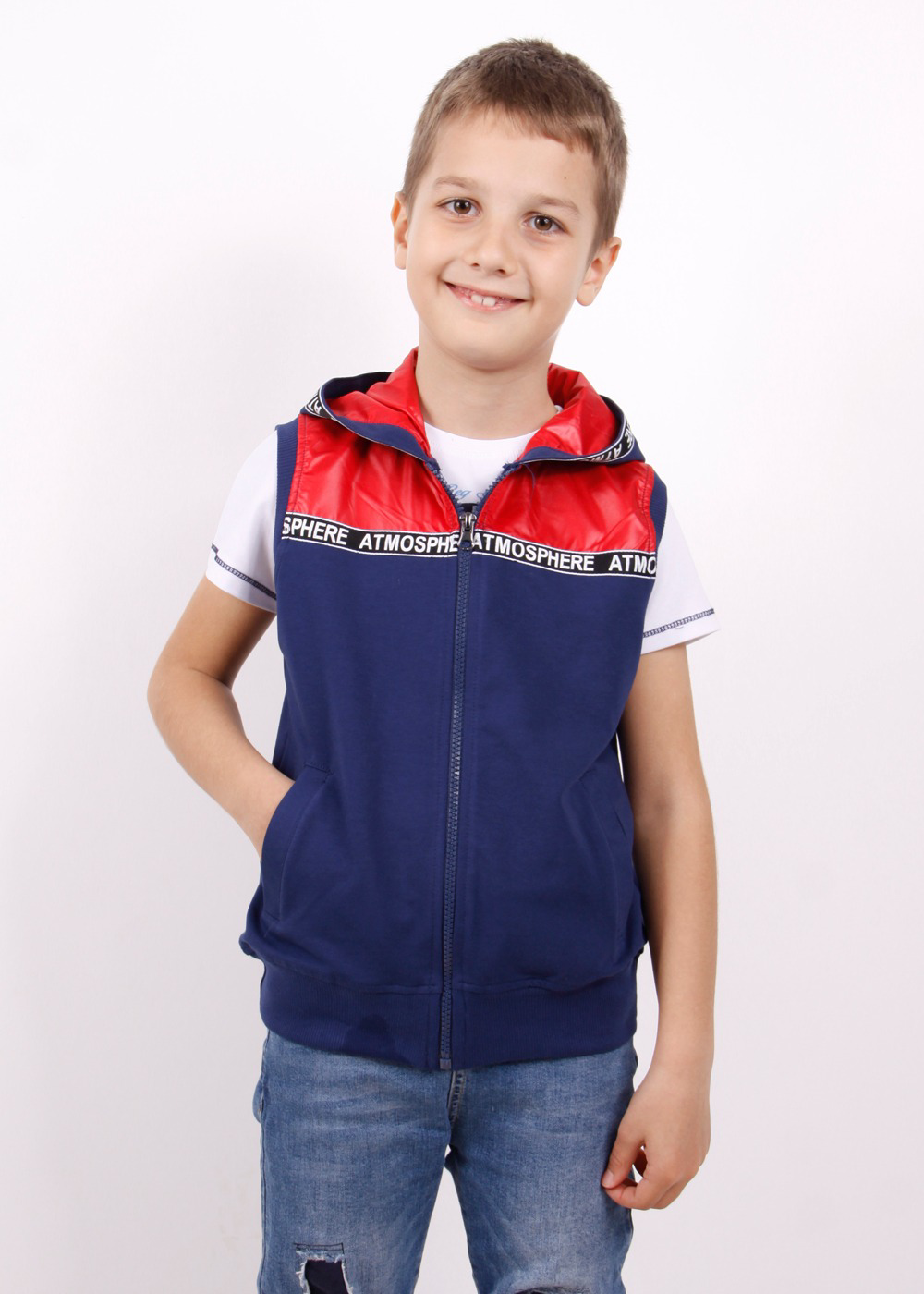 Toontoy  Erkek Çocuk Şeritli Kapüşonlu Yelek