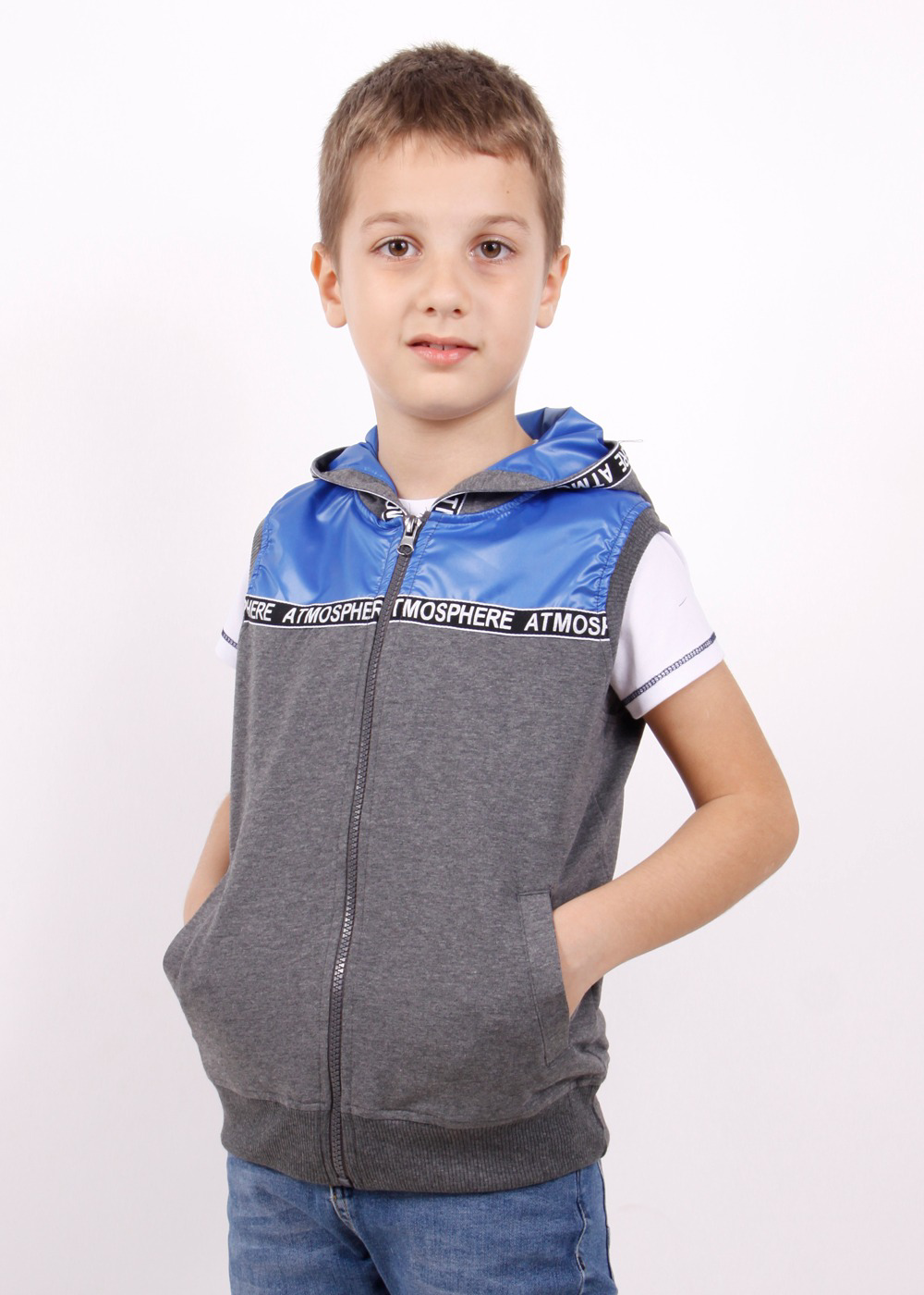 Toontoy  Erkek Çocuk Şeritli Kapüşonlu Yelek