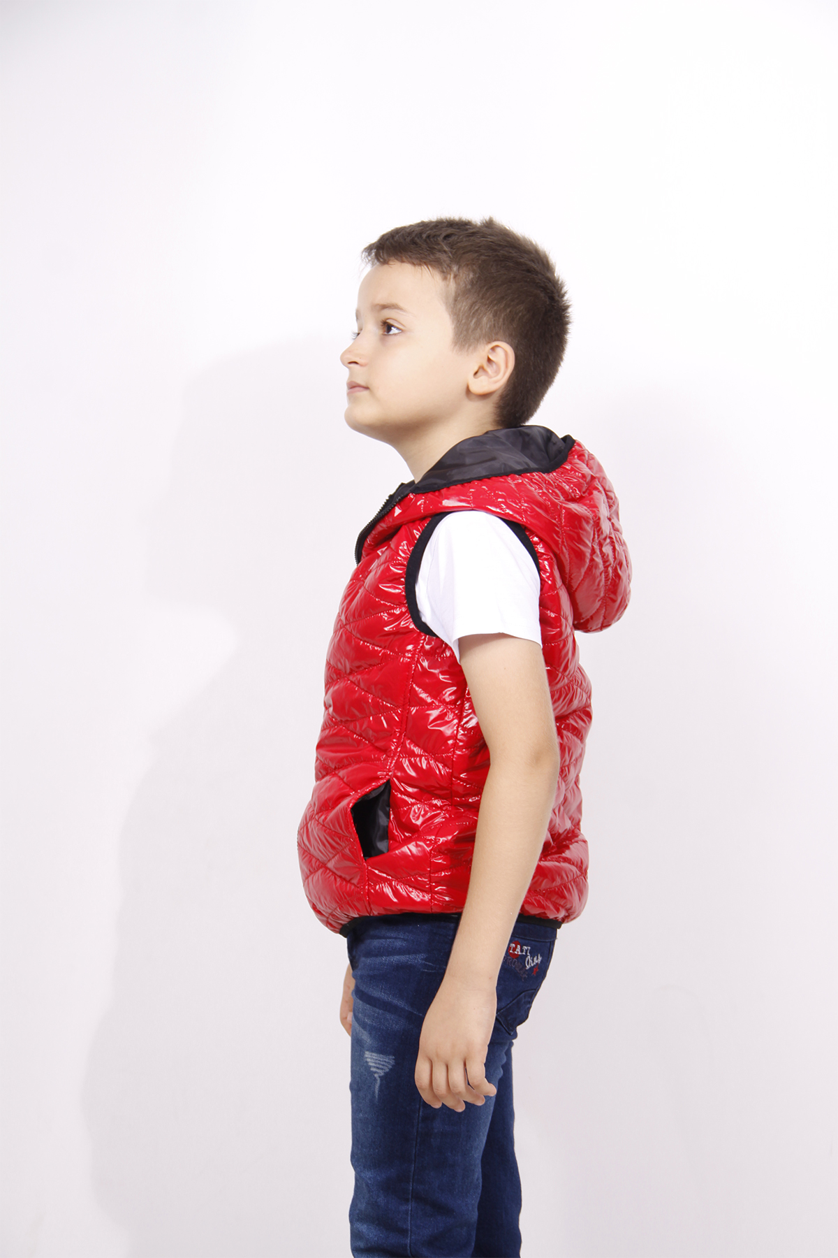 Toontoy  Erkek Çocuk Kapşonlu Parlak Yelek