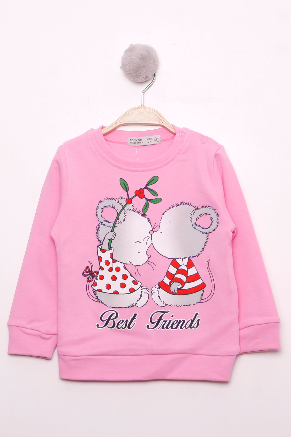 Toontoy  Kiz Çocuk Best Friend Baskili Pamuklu Sweatshirt