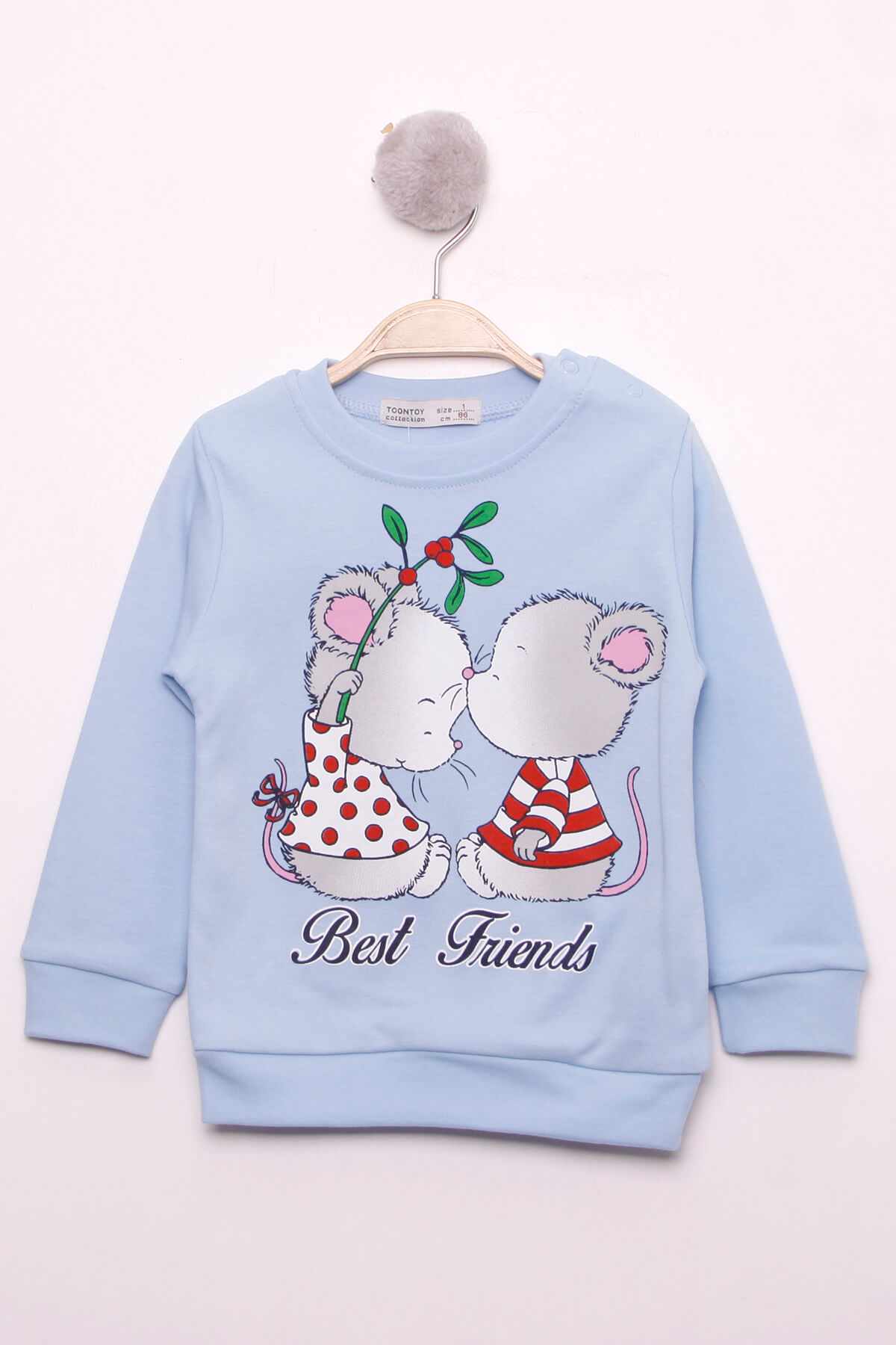 Toontoy  Kiz Çocuk Best Friend Baskili Pamuklu Sweatshirt