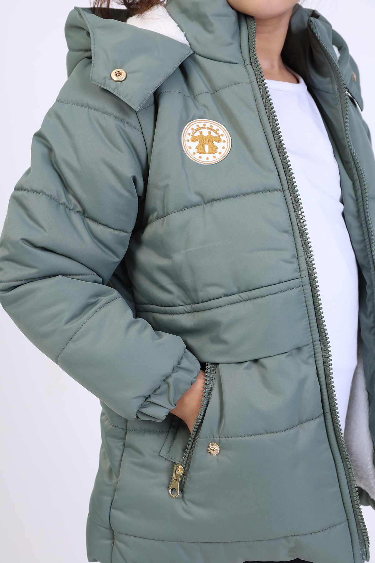 Toontoy  Kiz Çocuk Kapüşonlu İçi Kürklü Mont