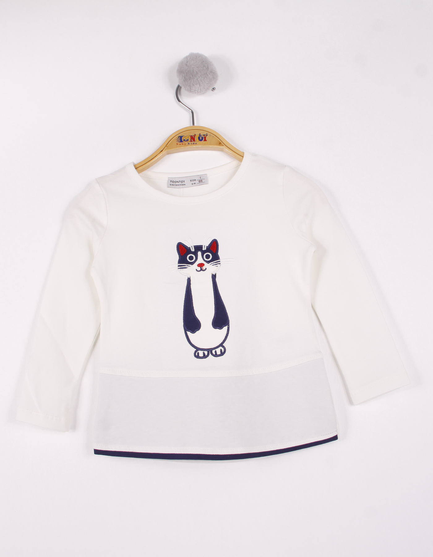Toontoy  Kiz Çocuk Kedi Nakişli T-Shirt