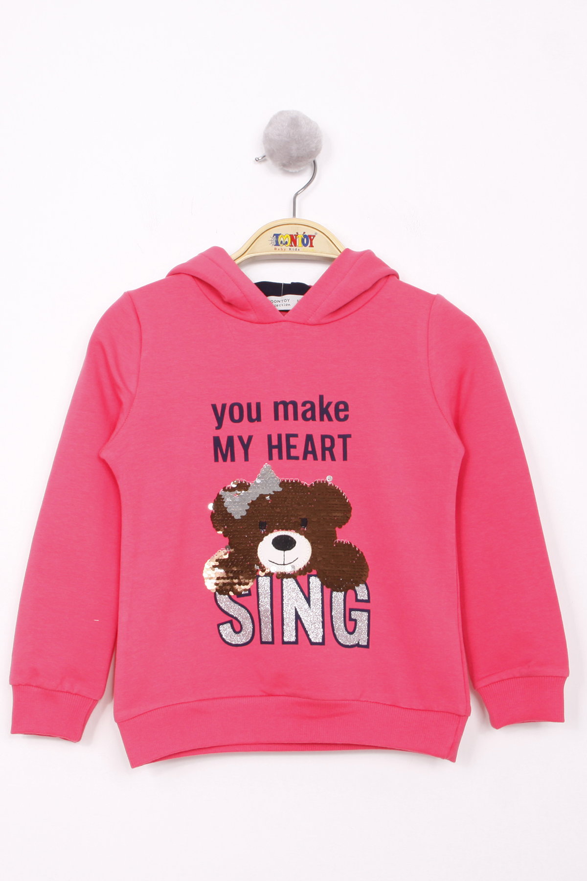 Toontoy  Kiz Çocuk Pullu Ayicik Nakişli Sweatshirt