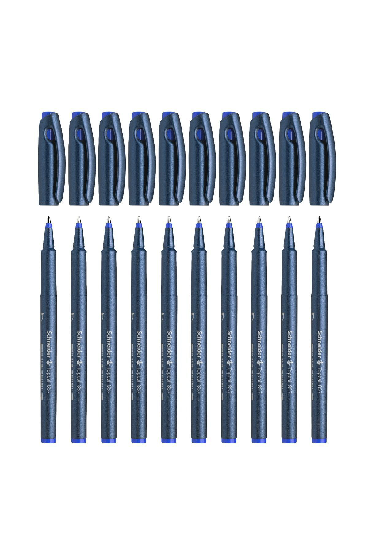 Schneider Topball 857 Konik Uçlu Roller Pilot Kalem Mavi 0,6 Mm 10 Lu