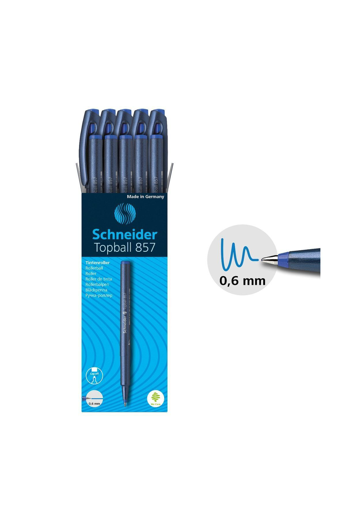 Schneider Topball 857 Konik Uçlu Roller Pilot Kalem Mavi 0,6 Mm 10 Lu