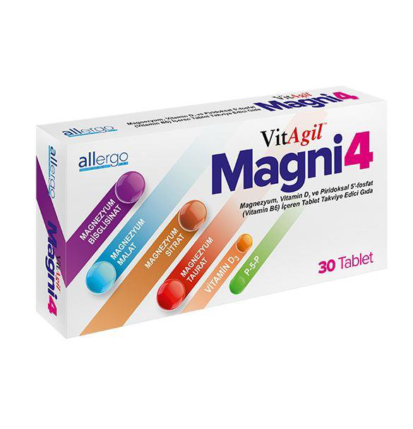 Torq Nutrition  Vitagil Magni4 Magnezyum Vitamin D3 P5p 30 Tablet