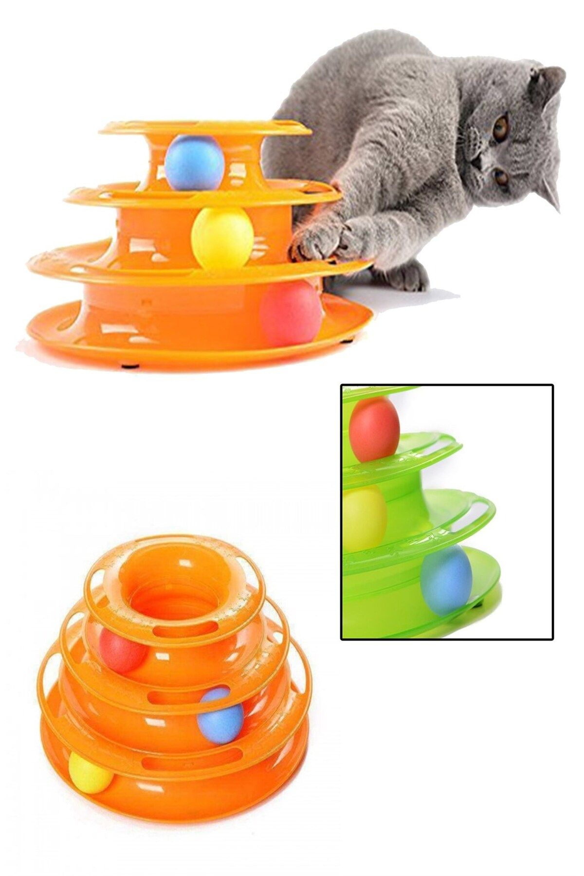 Ok Aksesuar Tower Of Tracks Eğleneli Üç Katli Kedi Oyuncaği Seti Oyuncaği Go5