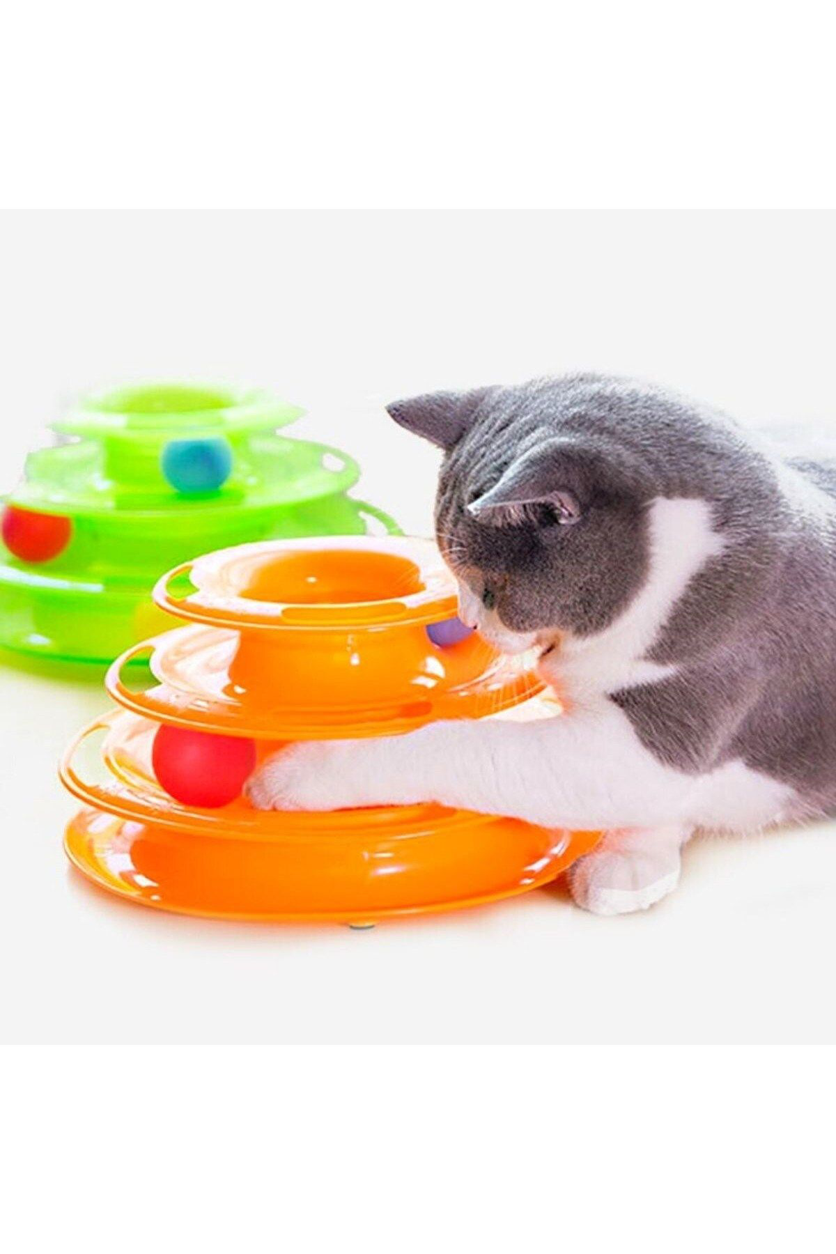 Ok Aksesuar Tower Of Tracks Eğleneli Üç Katli Kedi Oyuncaği Seti Oyuncaği Go5