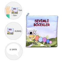 Ada Detox Tox Sevimli Böcekler Kumaş Sessiz Kitap T054 - Bez Kitap , Eğitic