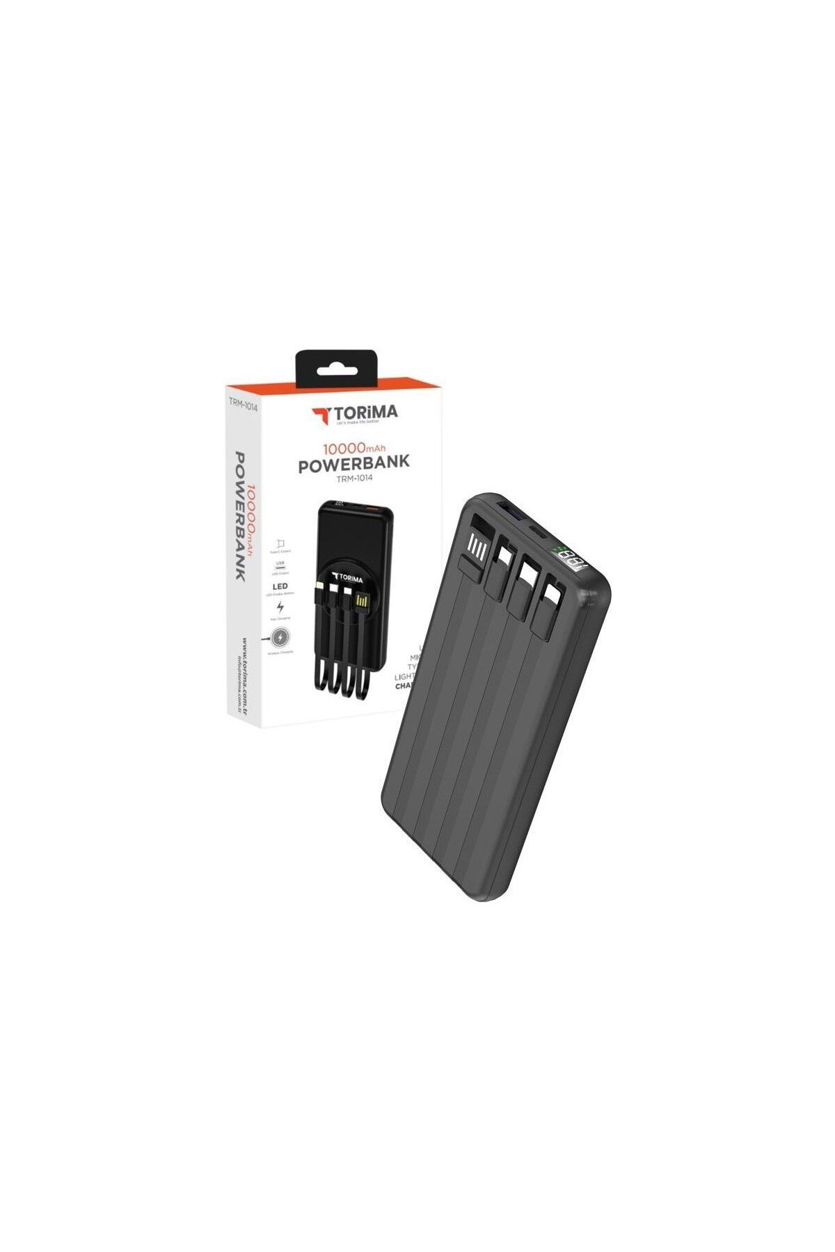 Torima Trm-1014 Kablosuz Şarjli 10.000 Mah Powerbank | Entegre Kablolu V
