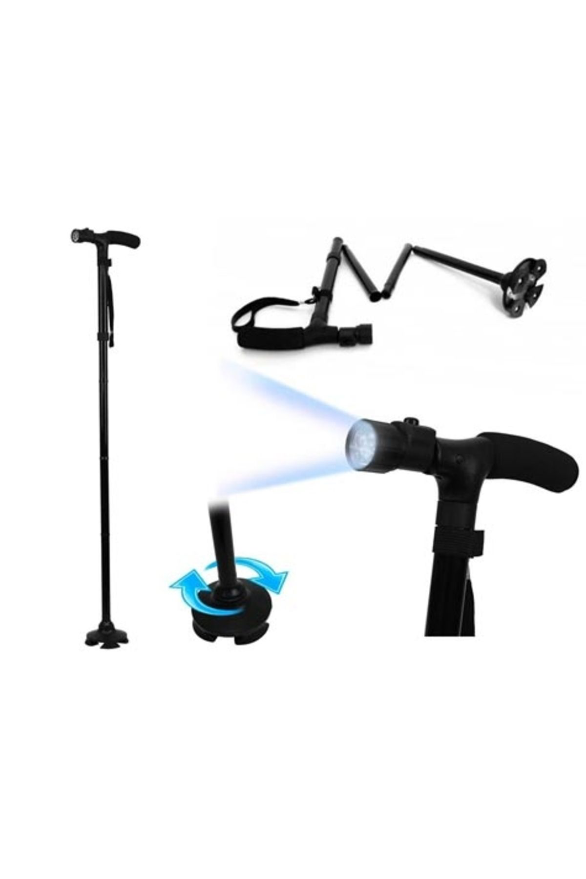 K&A Trusty Cane Güvenilir Katlanabilir İşikli Baston
