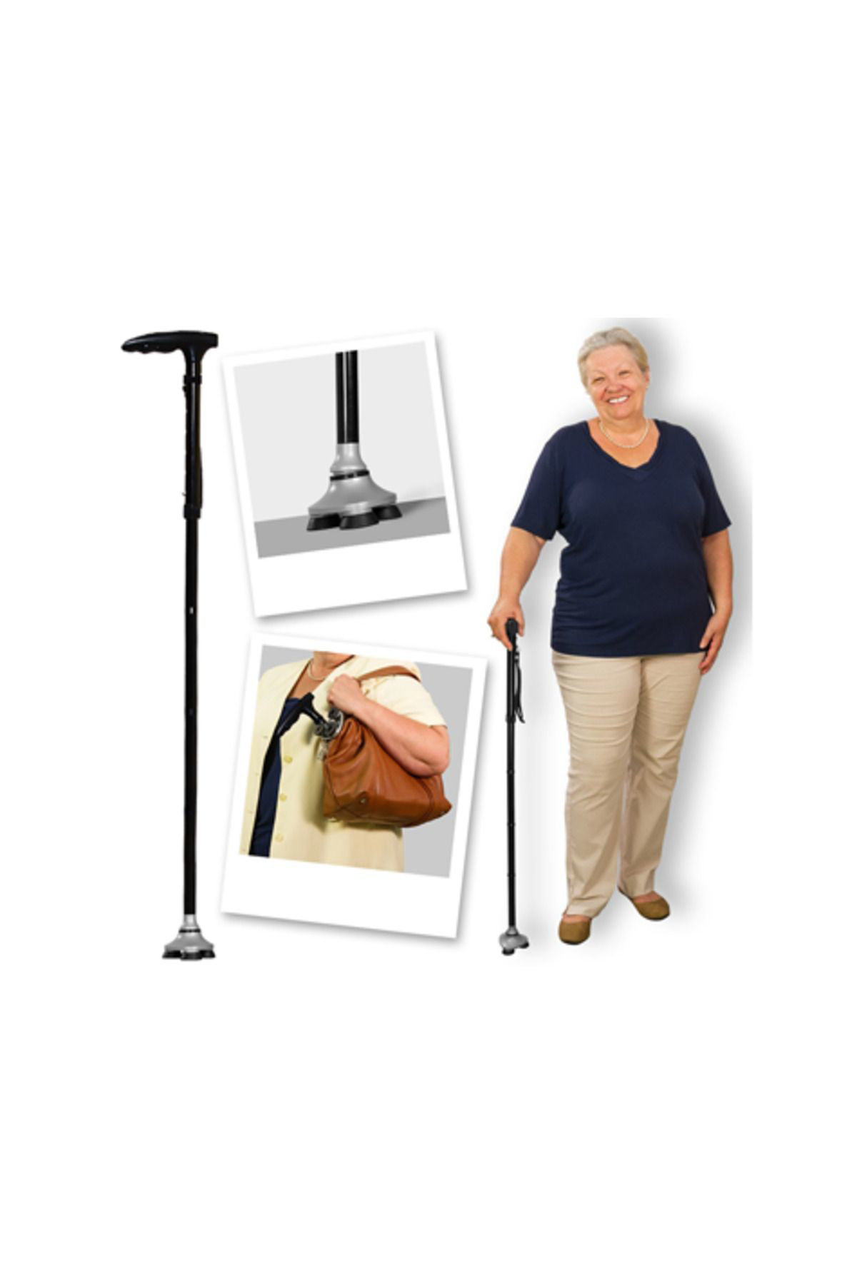 K&A Trusty Cane Güvenilir Katlanabilir İşikli Baston