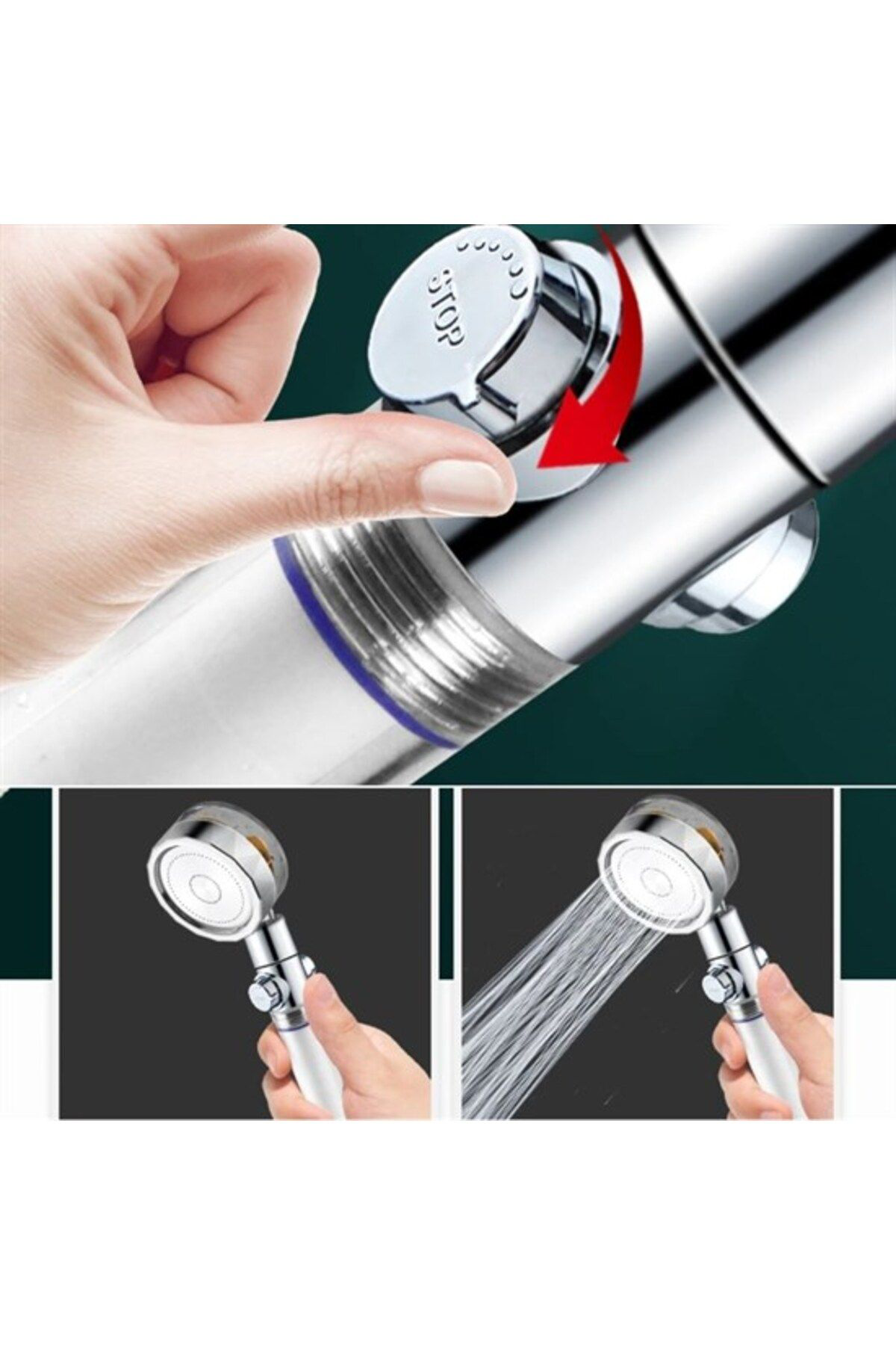 Ok Aksesuar Turbo Pervaneli Ve Filtreli Su Tasarruflu 360 Derece Dönebilen Ta