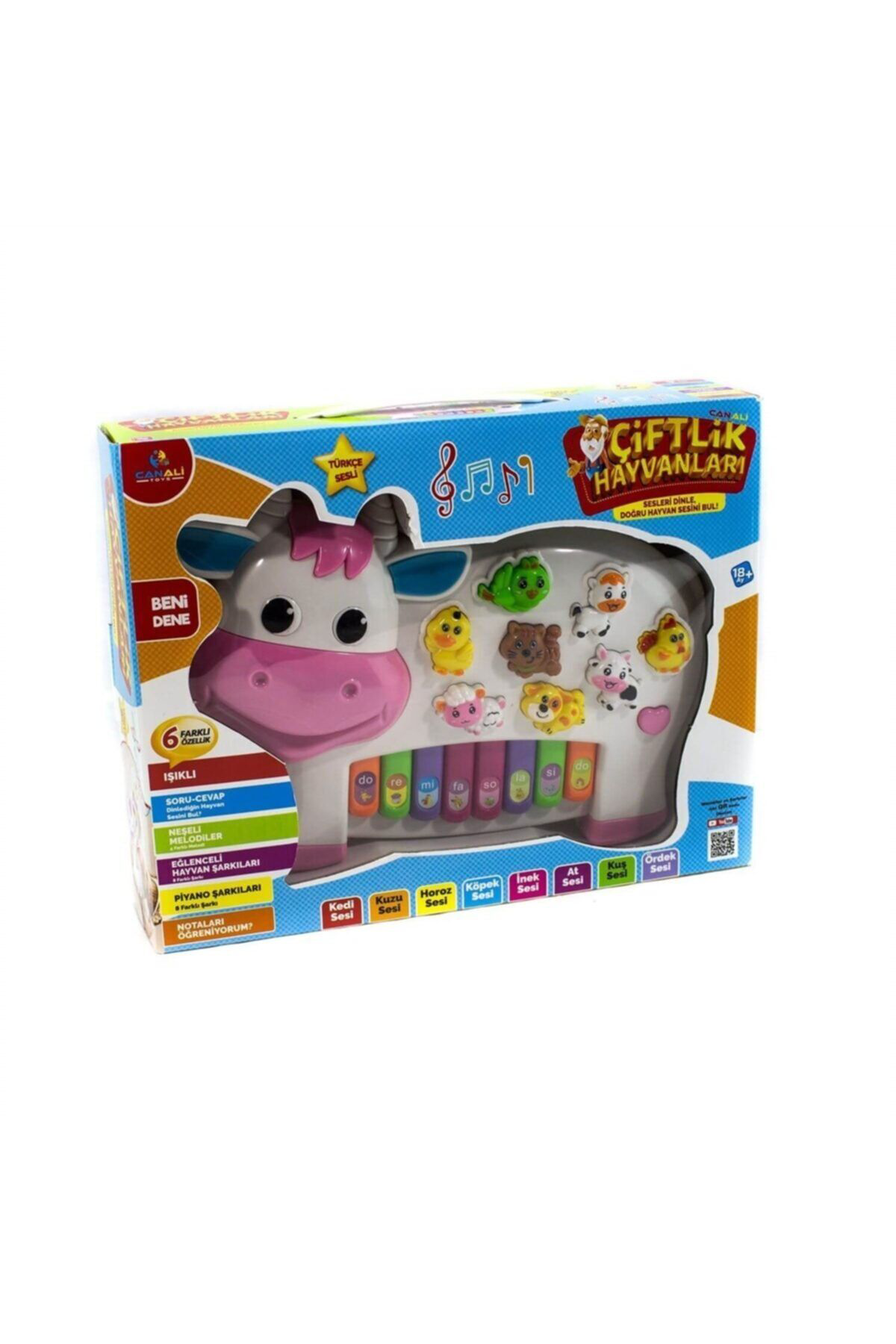 Can Ali Toys Türkçe Müzikli Eğitici İnek Figürlü Piyano Çiftlik Hayvanlari - B