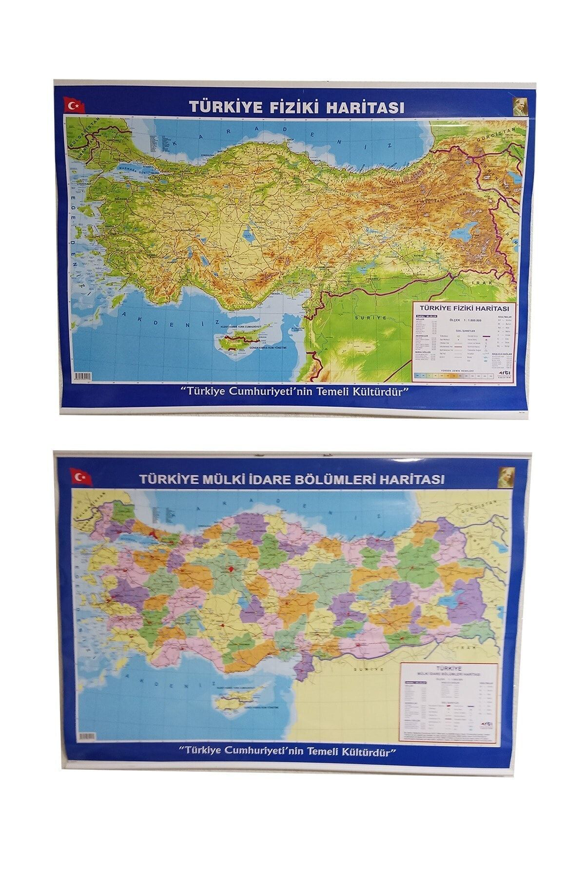 Arti Türkiye Haritasi Çift Tarafli Fiziki Ve Siyasi 70X100