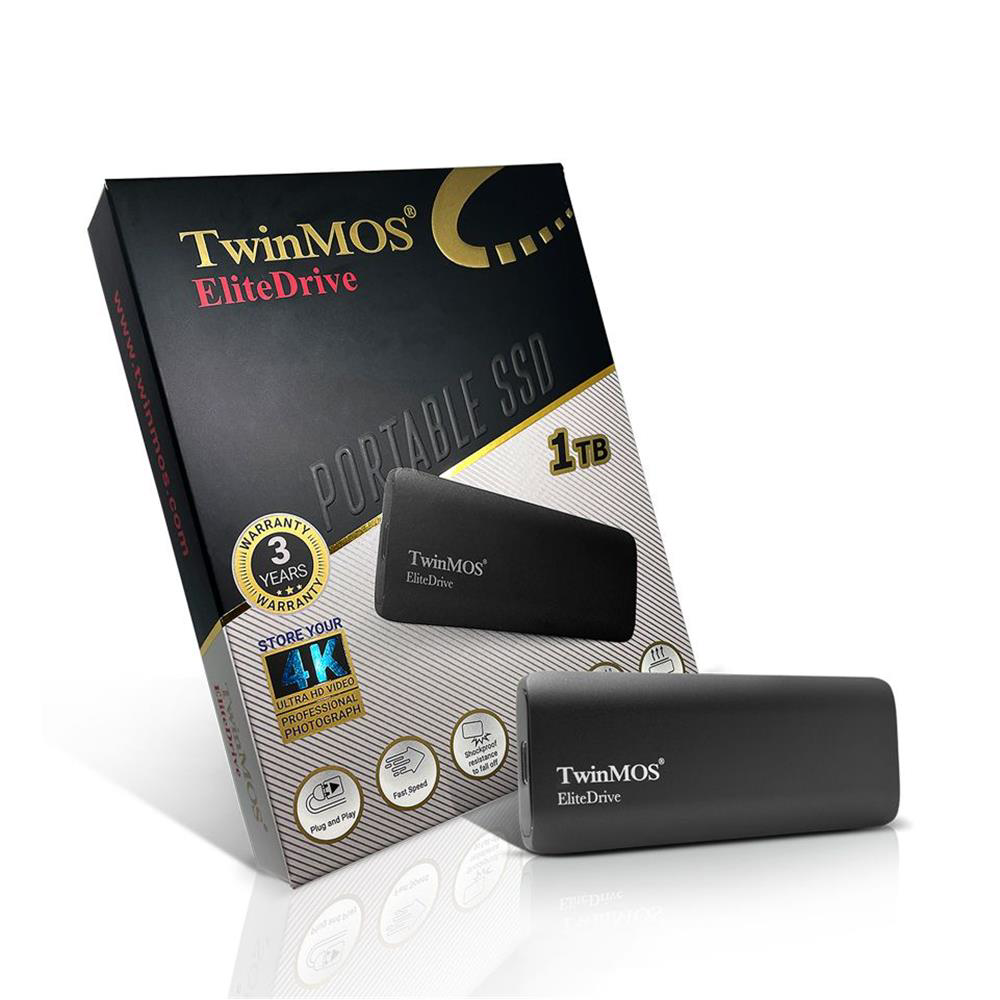 TwinMOS 1TB Taşınabilir Harici SSD USB 3.2-Type-C Dark Grey (PSSD