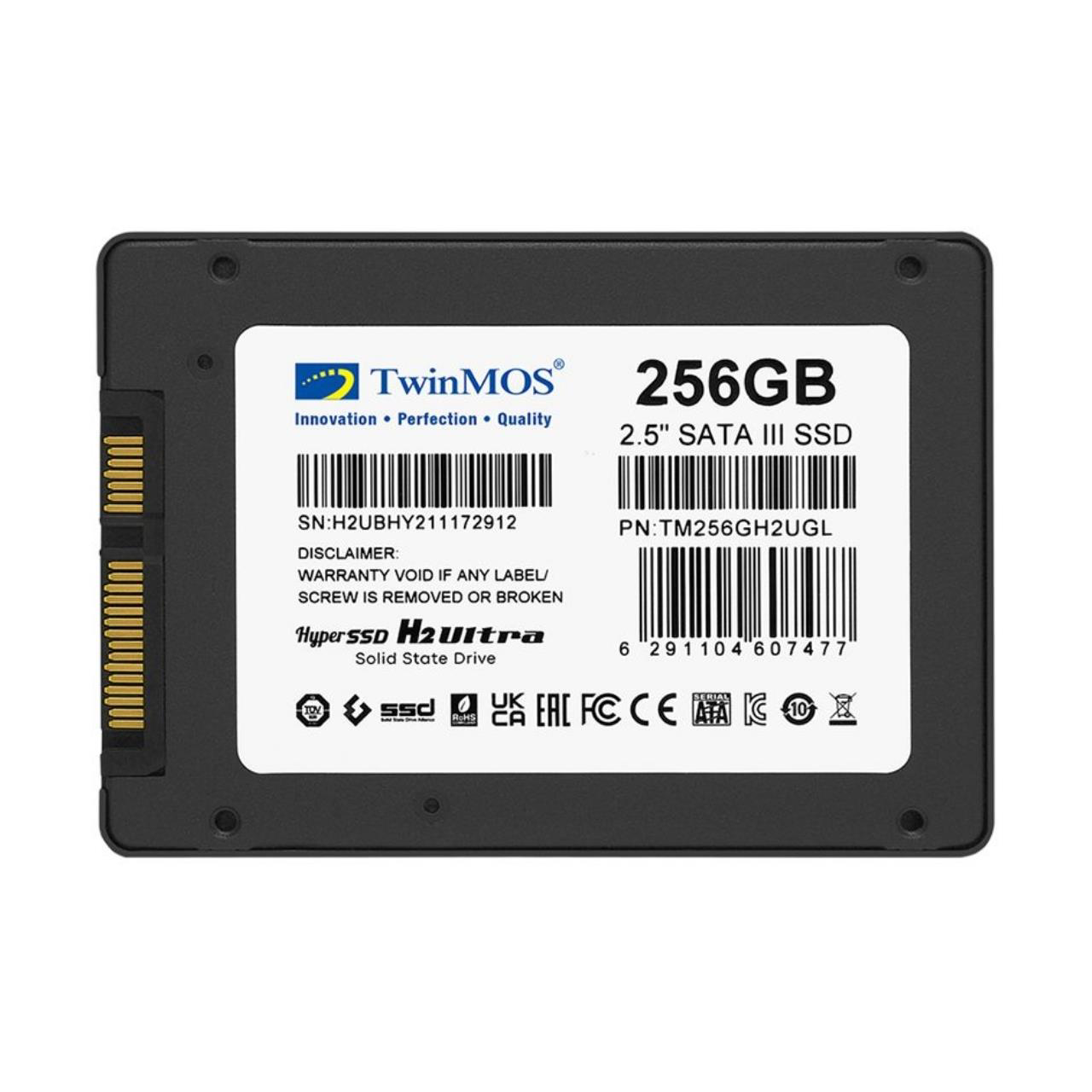 Twinmos  256 Gb 2.5" Sata3 (580Mb-550Mb/S) Tlc 3Dnand Grey Tm256gh