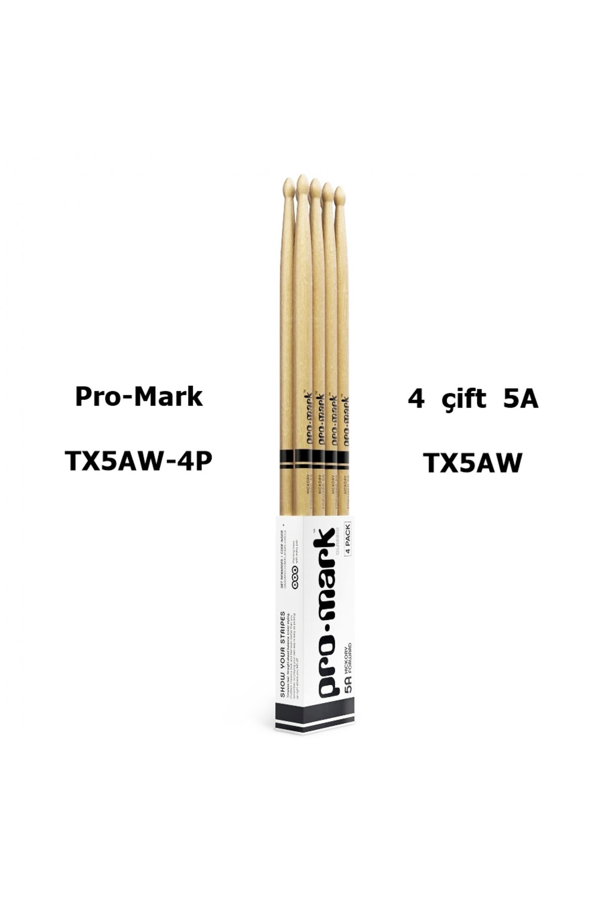 Pro-Mark Tx5aw-4P Baget Paket 5A Hickory Forward 4 Lü Paket Baget Paket 5A