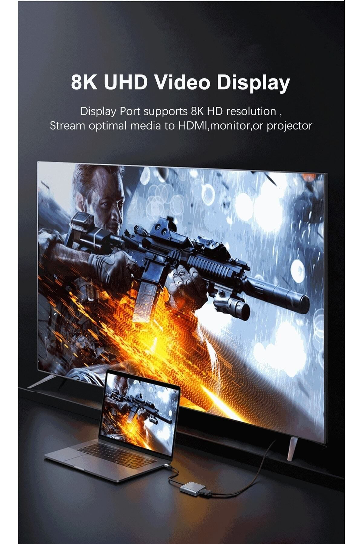 Pmr Type C To 8K 60Hz 4K-120 Hz Display Port- Usb 3.0 - Usb C Dişi 10