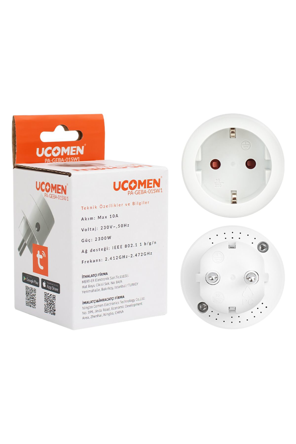Ok Aksesuar Ucomen Pa-Geba-01Sw 10 Amper Wifi Tuya Destekli Akilli Priz Go506