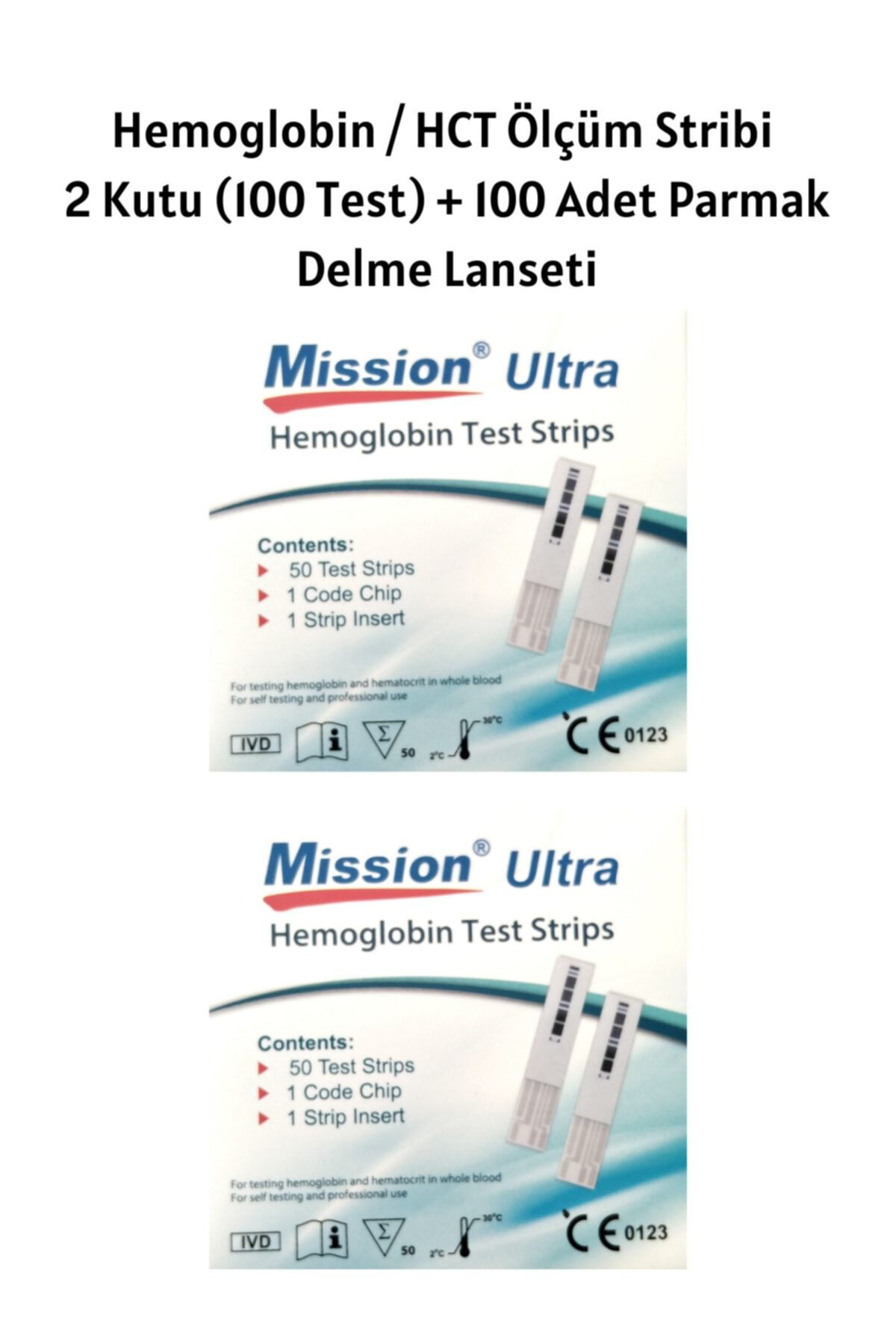 Mission Ultra Hemoglobin / Hct Ölçüm Stribi 100 Test (+100 Adet Lanset)