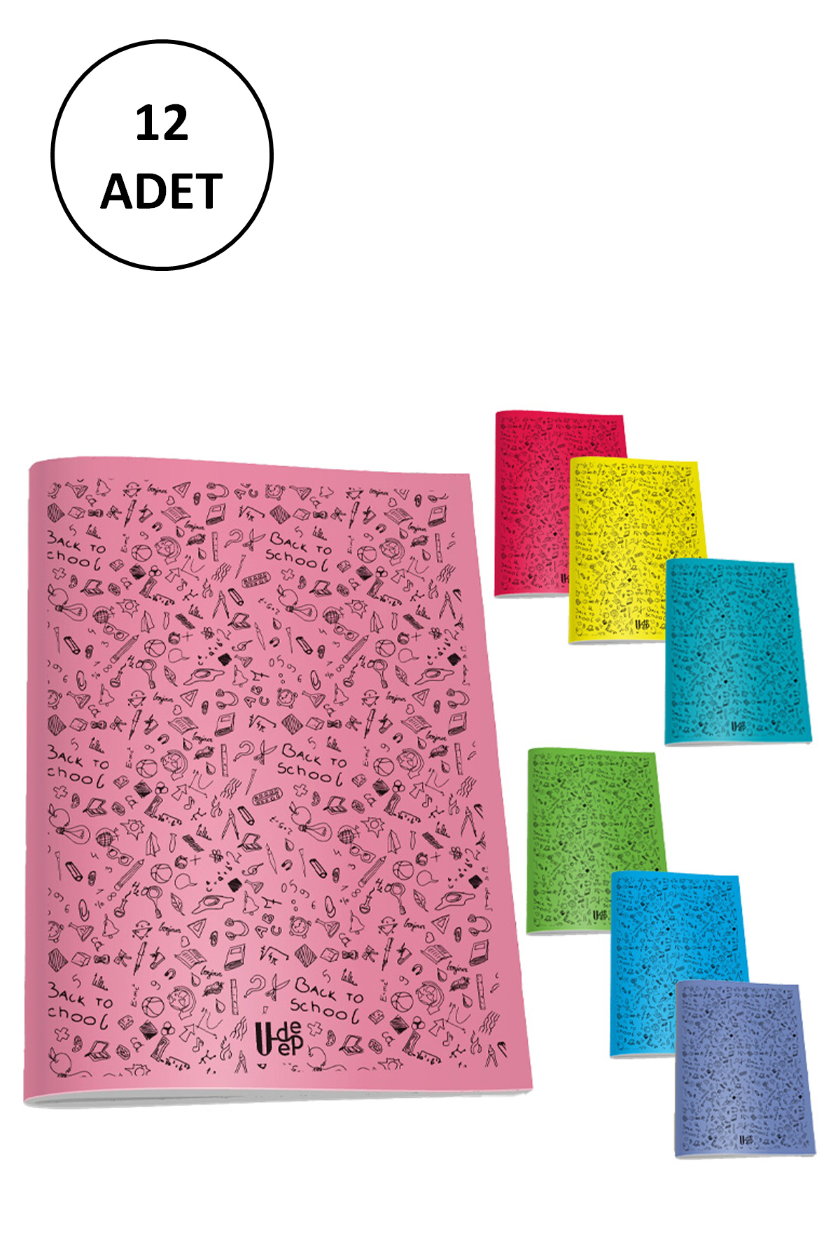 Just Cheap Store Umut U-Deep A4 Pp Kapak Defter 80 Yaprak Kareli 12 Adet