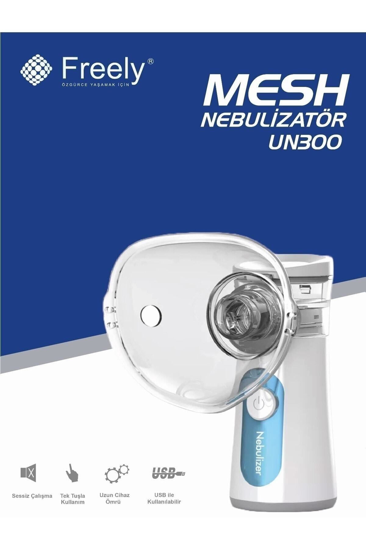 Freely Un300 Taşinabilir Mesh Nebulizatör Pilli Ve Elektrikle Kullanim