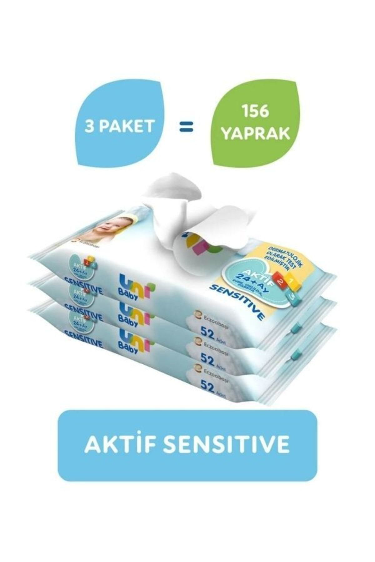 Uni Baby  Aktif Sensitive İslak Havlu 6X52li 312 Yaprak