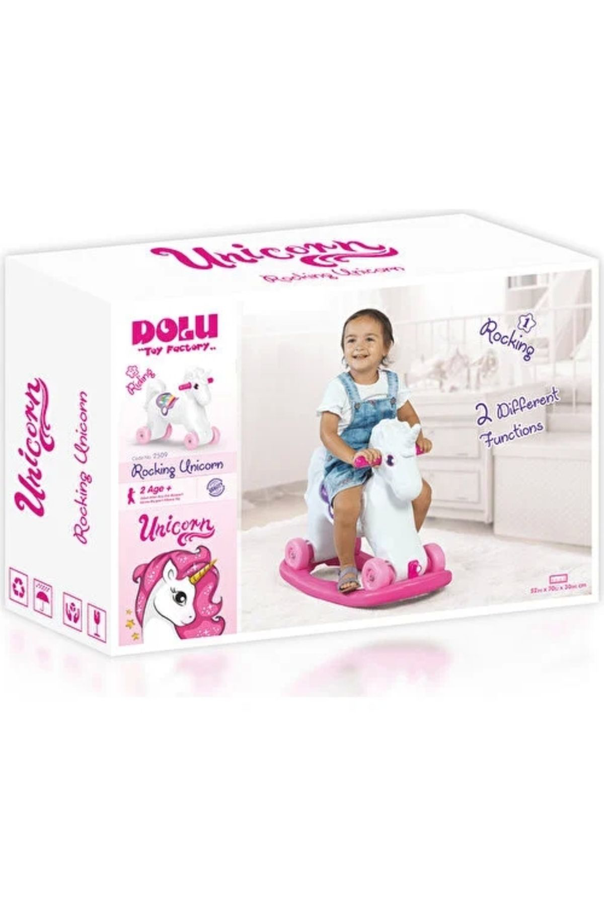 Dolu Unicorn Sallanan Tekerlekli At