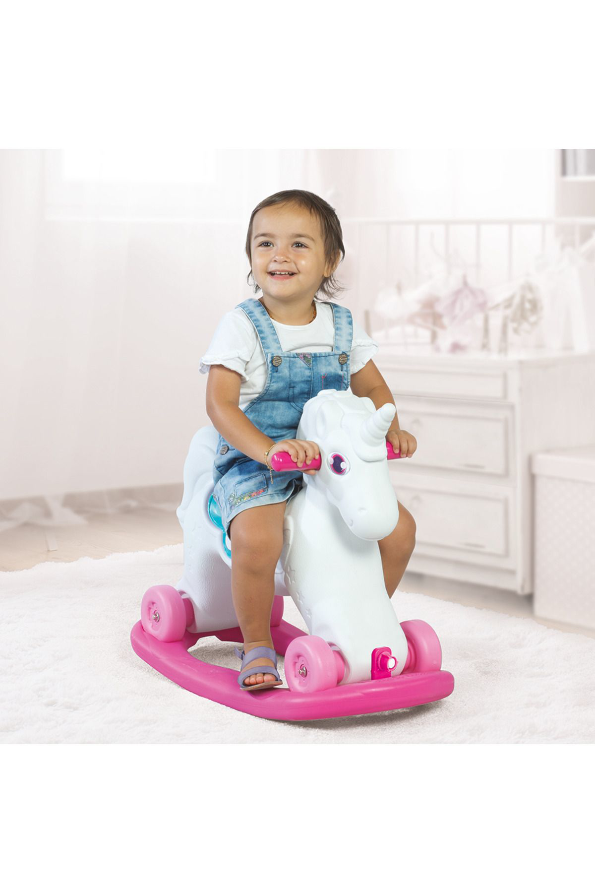 Dolu Unicorn Sallanan Tekerlekli At 2509