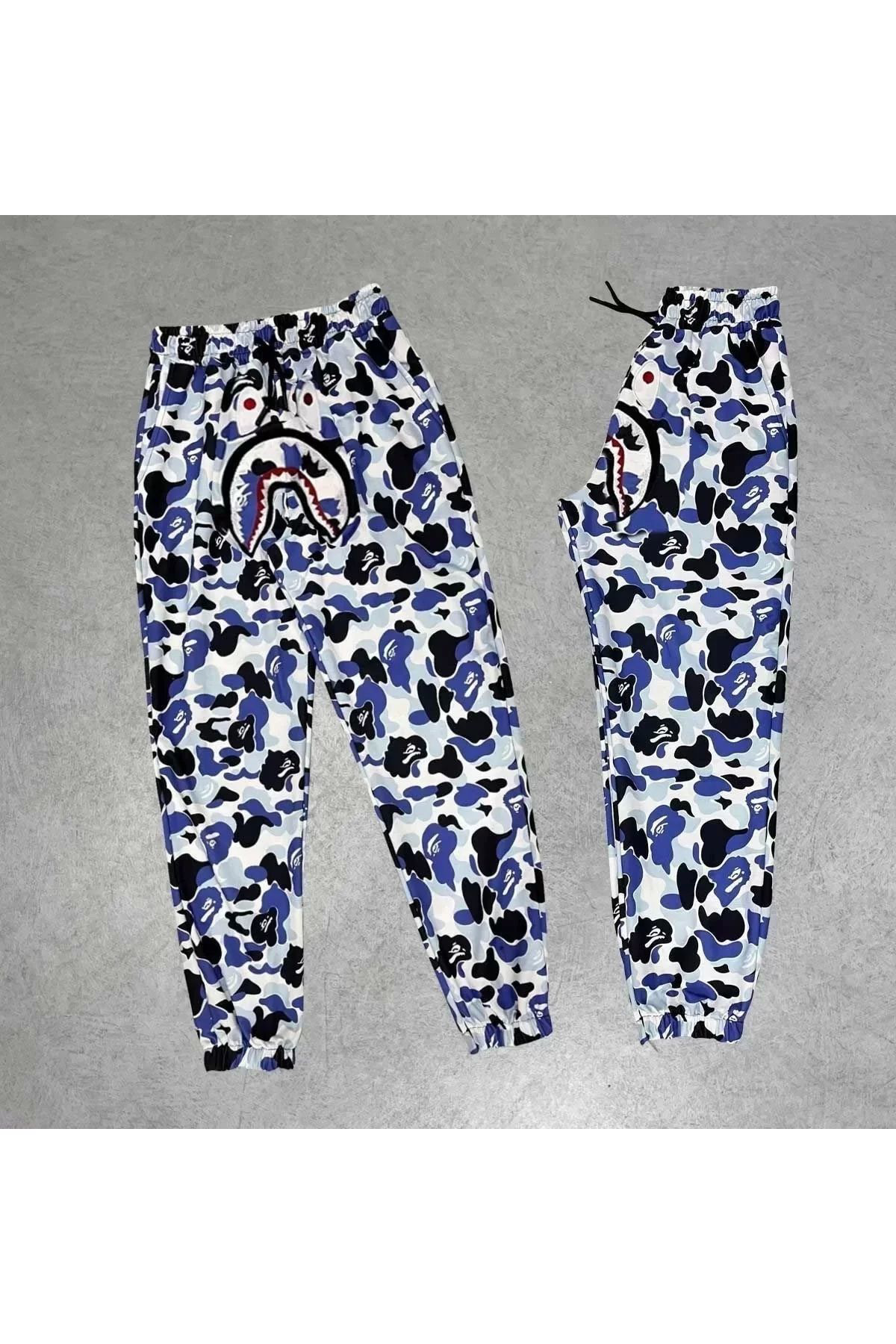 S'gizli Unisex Pubg Bape X Shark Eşofman Alti - Gri