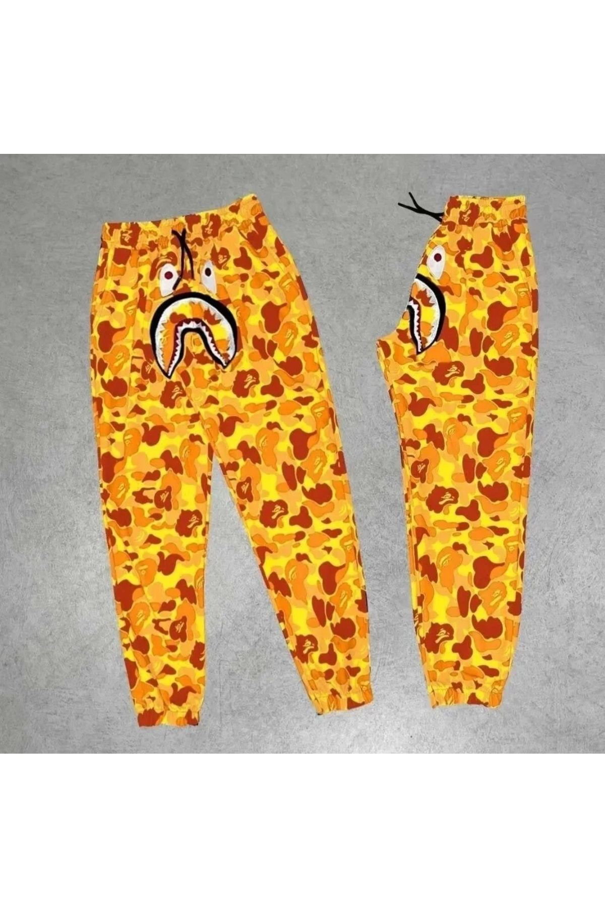 S'gizli Unisex Pubg Bape X Shark Eşofman Alti - Sari