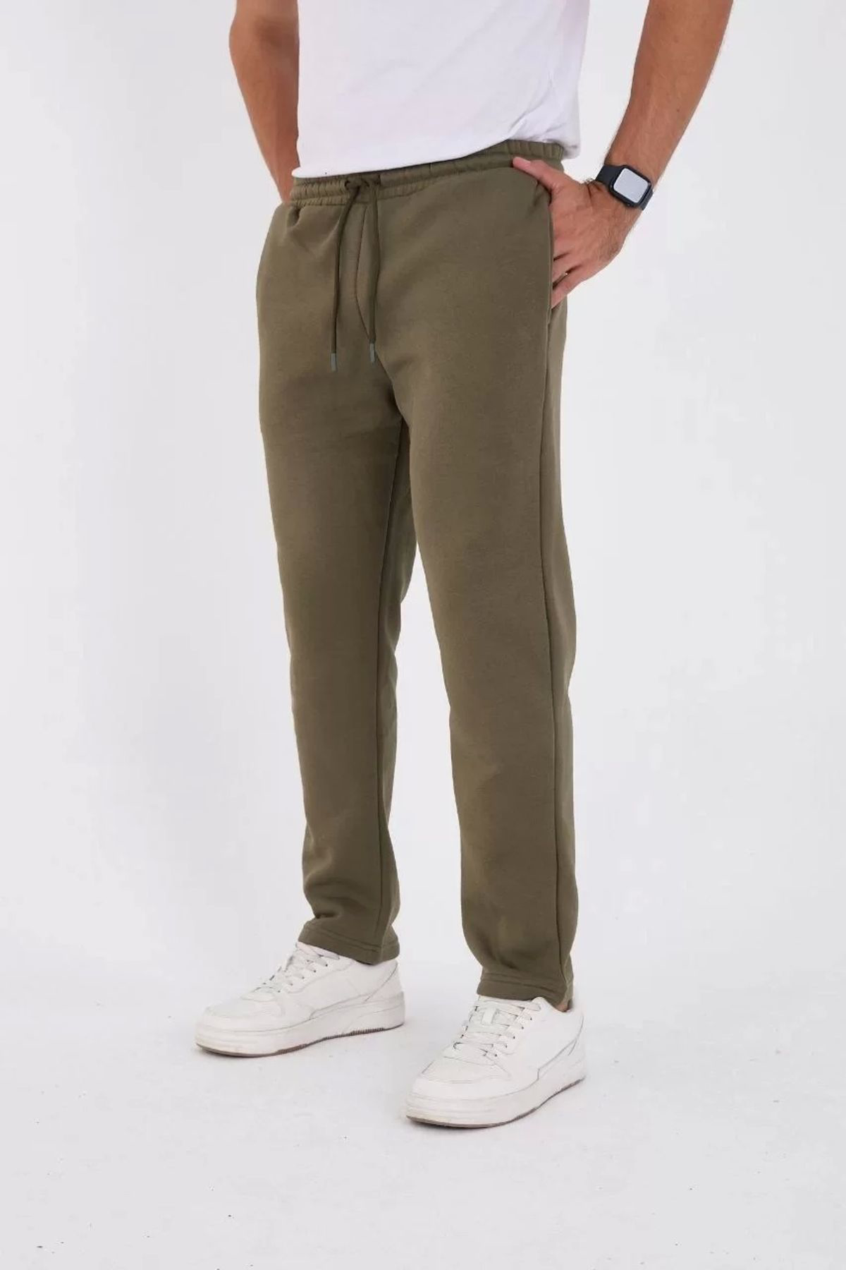 Unisex Üç Iplik Basic Eşofman Pantolon - Haki