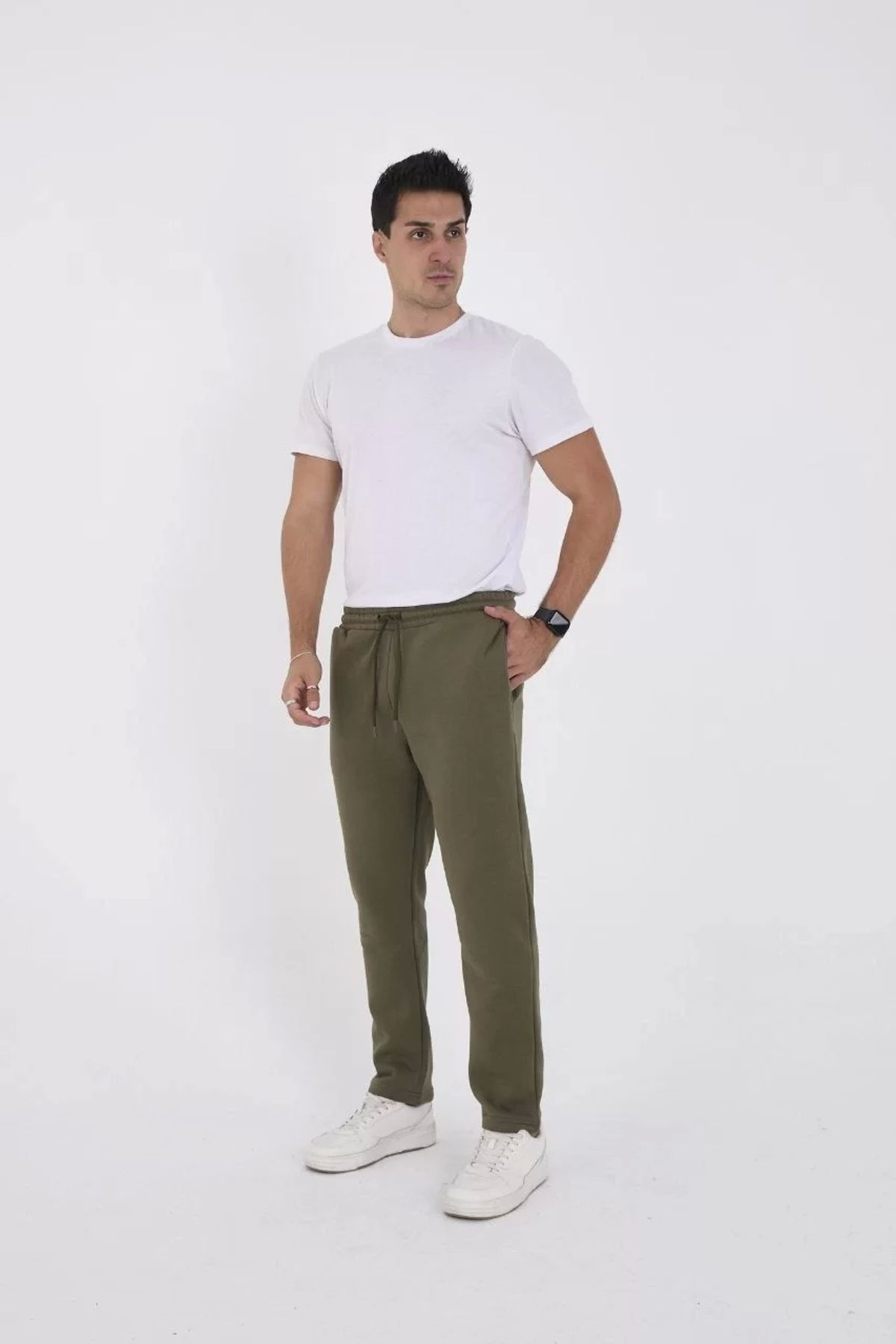 Unisex Üç Iplik Basic Eşofman Pantolon - Haki