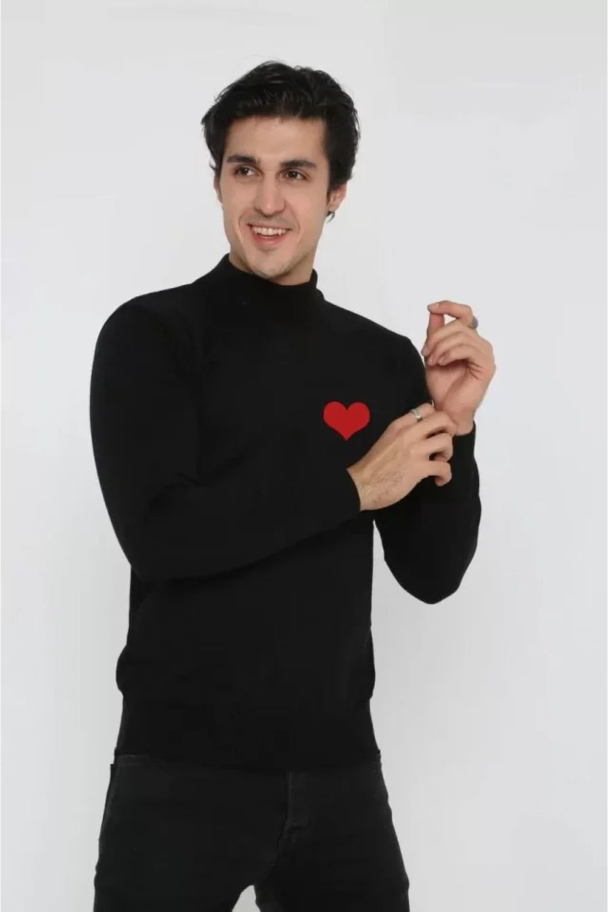 Nivea - Black White Forever Unisex Yarim Boğazli Baskili Dokuma Triko - Siyah