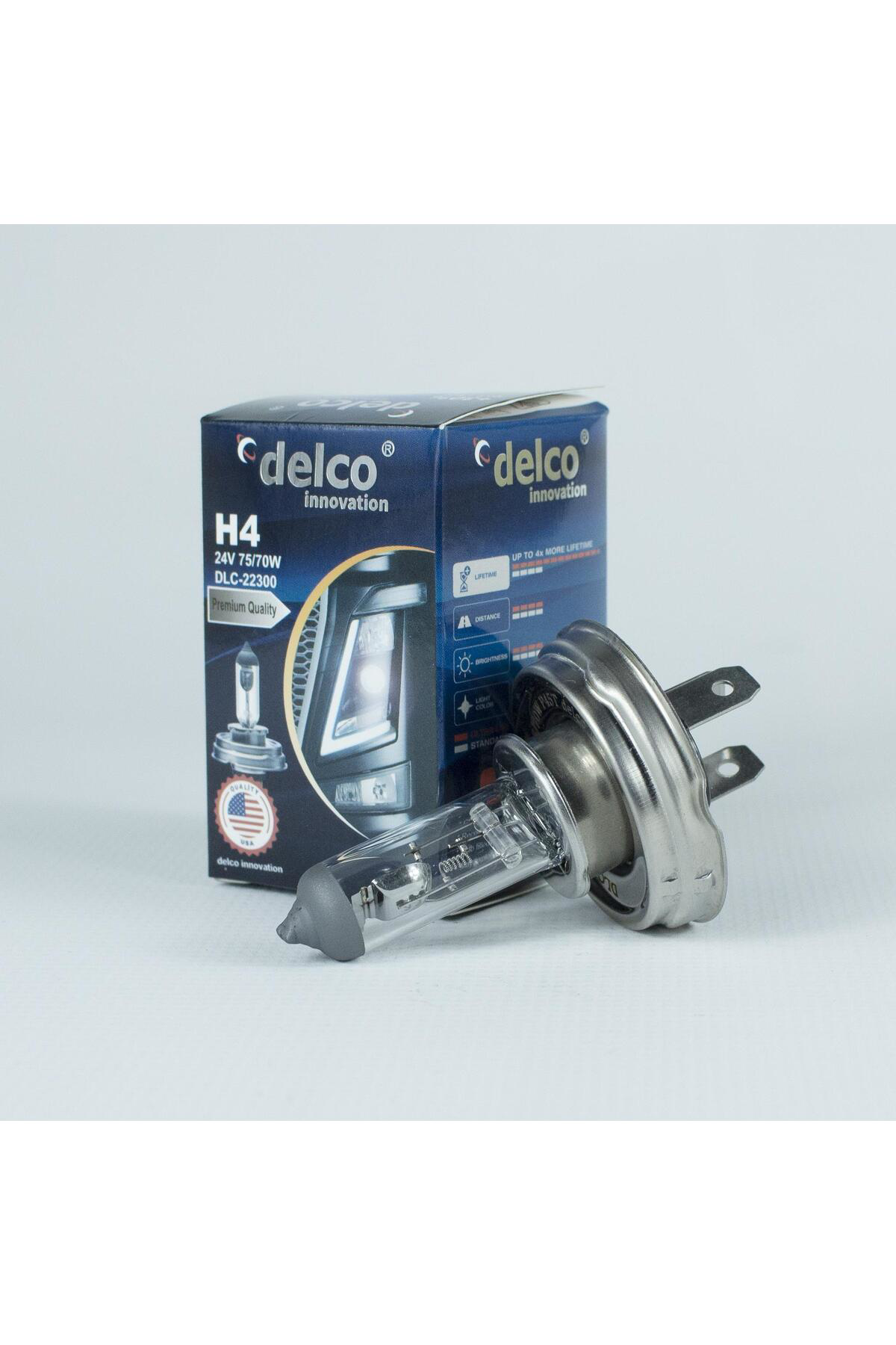 Delco U.S.A H4 24 Volt Far Ampulü 45T 75/70W Tablali 10 Adet