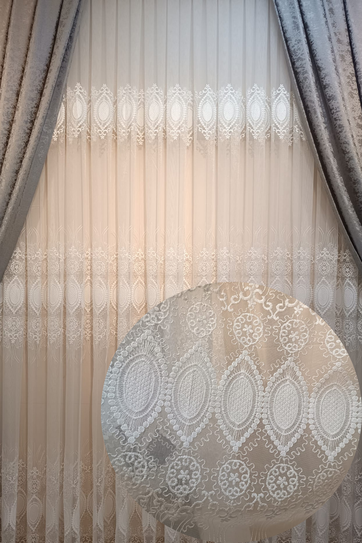 Özgün Home Üst Kalite Nakişli Tül Perde (Sik 1X3 Pile)