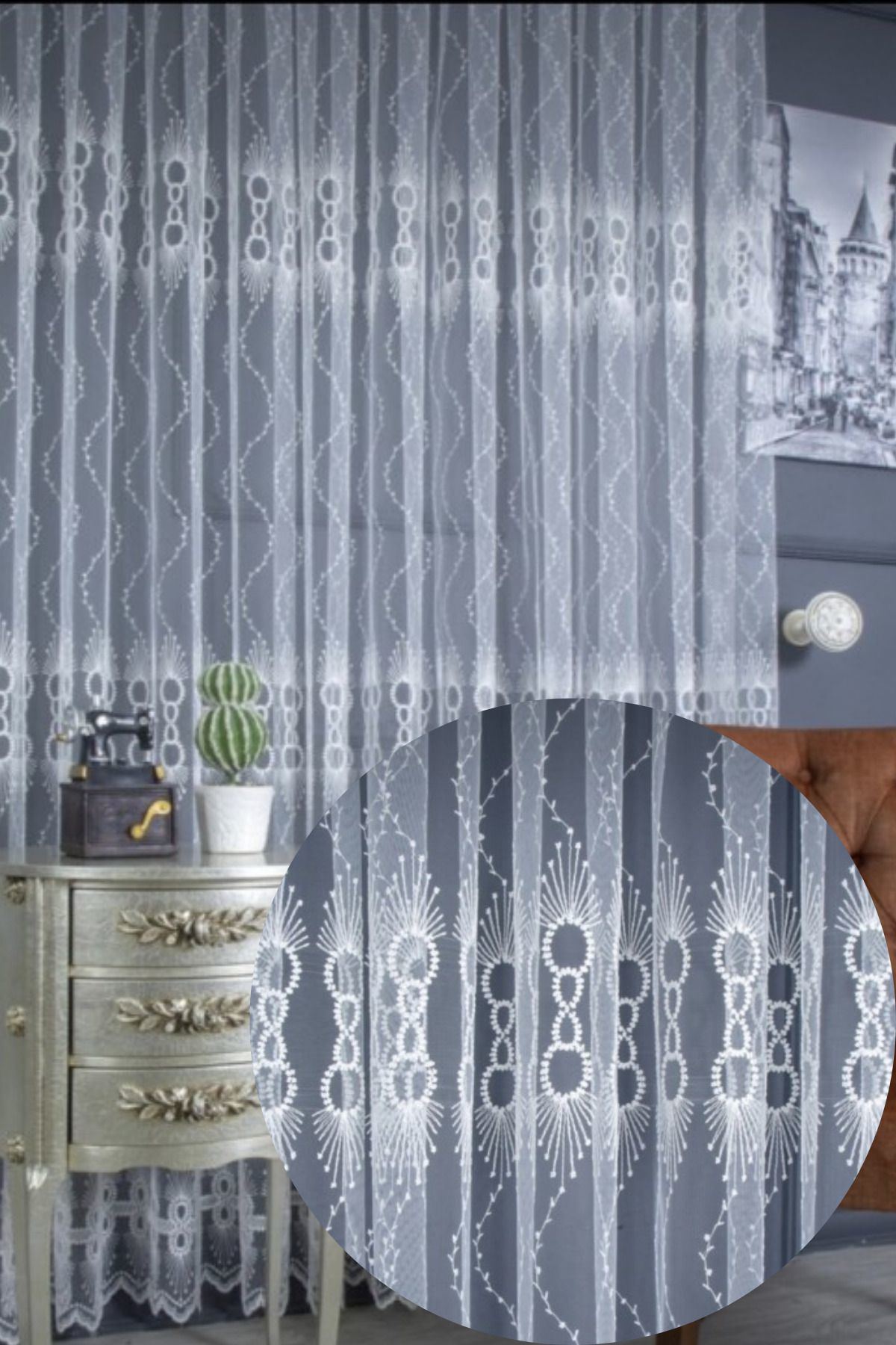 Özgün Home Üst Kalite Sanal Nakişli Tül Perde (1X3 Pile)