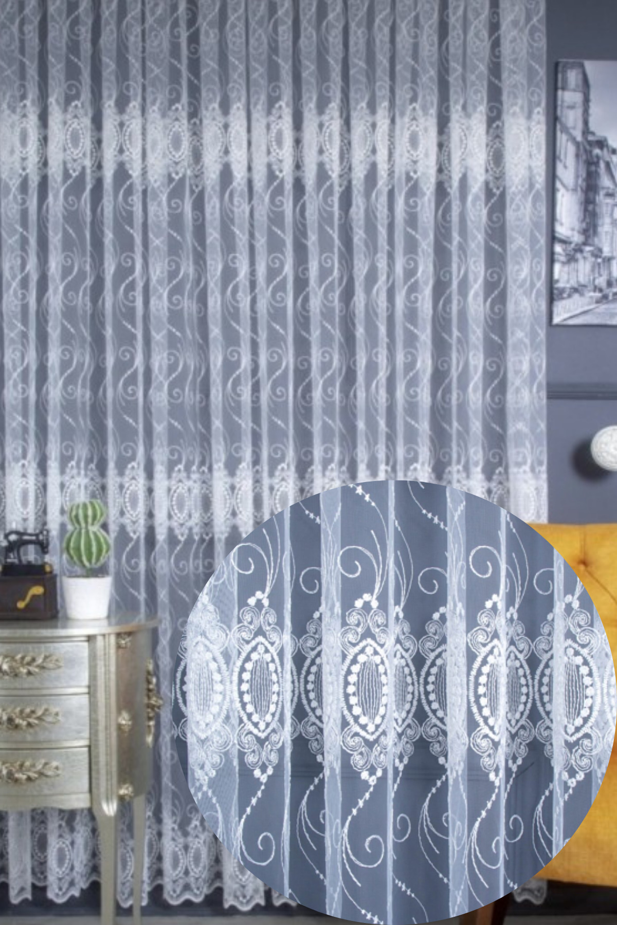 Özgün Home Üst Kalite Sanal Nakişli Tül Perde (1X3 Pile)