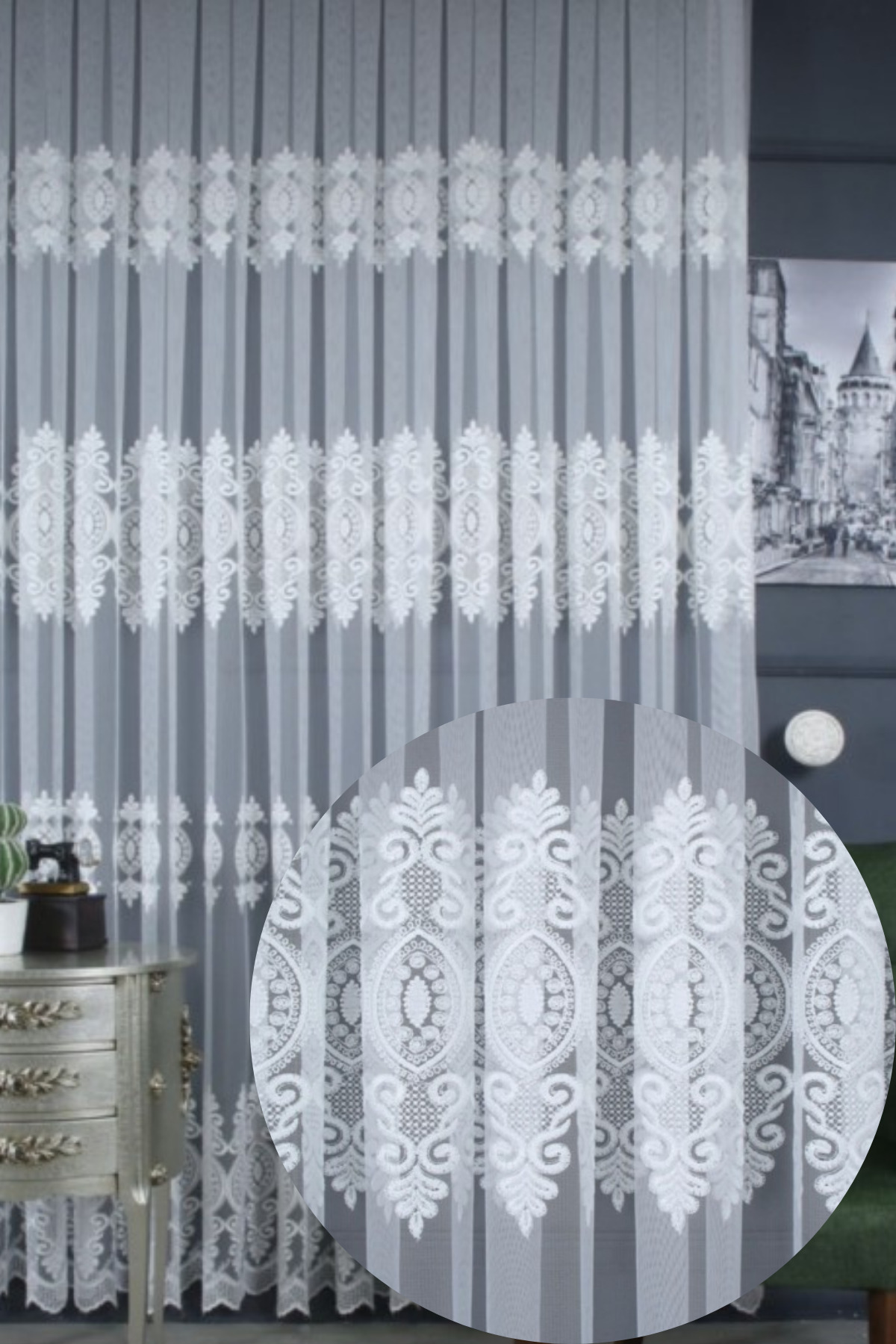 Özgün Home Üst Kalite Sanal Nakişli Tül Perde (1X3 Pile)