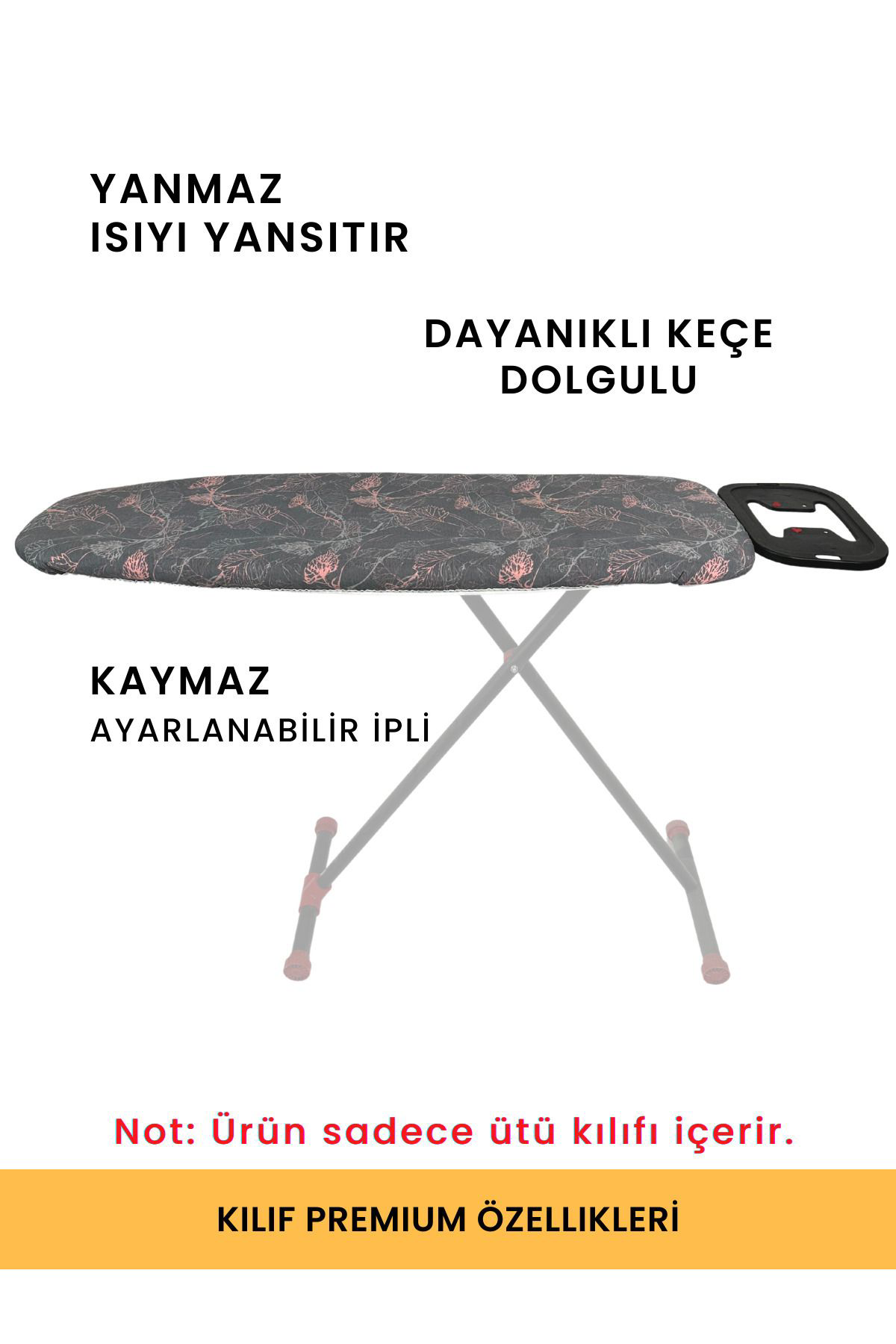 Beylini Ütü Masasi Kilifi Örtüsü Bezi, Keçeli,Süngerli,Lastikli Yanmaz Ay