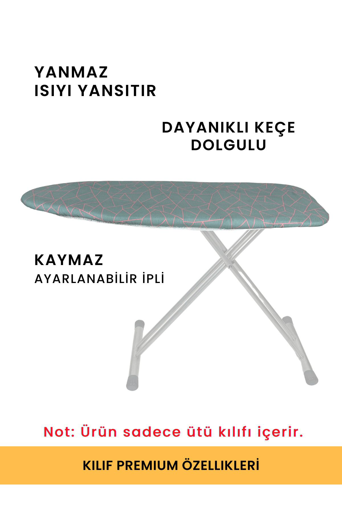 Beylini Ütü Masasi Kilifi Örtüsü Bezi, Keçeli,Süngerli, İpli Yanmaz Ayarl