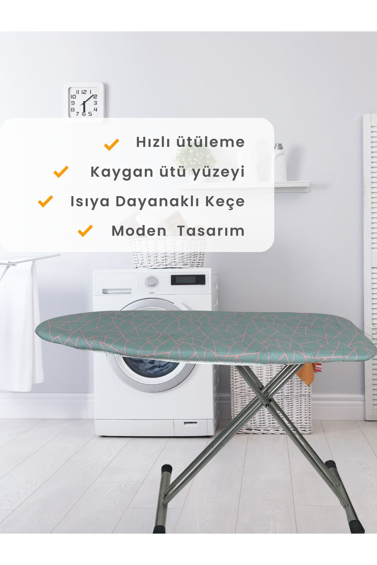 Beylini Ütü Masasi Kilifi Örtüsü Bezi, Keçeli,Süngerli, İpli Yanmaz Ayarl